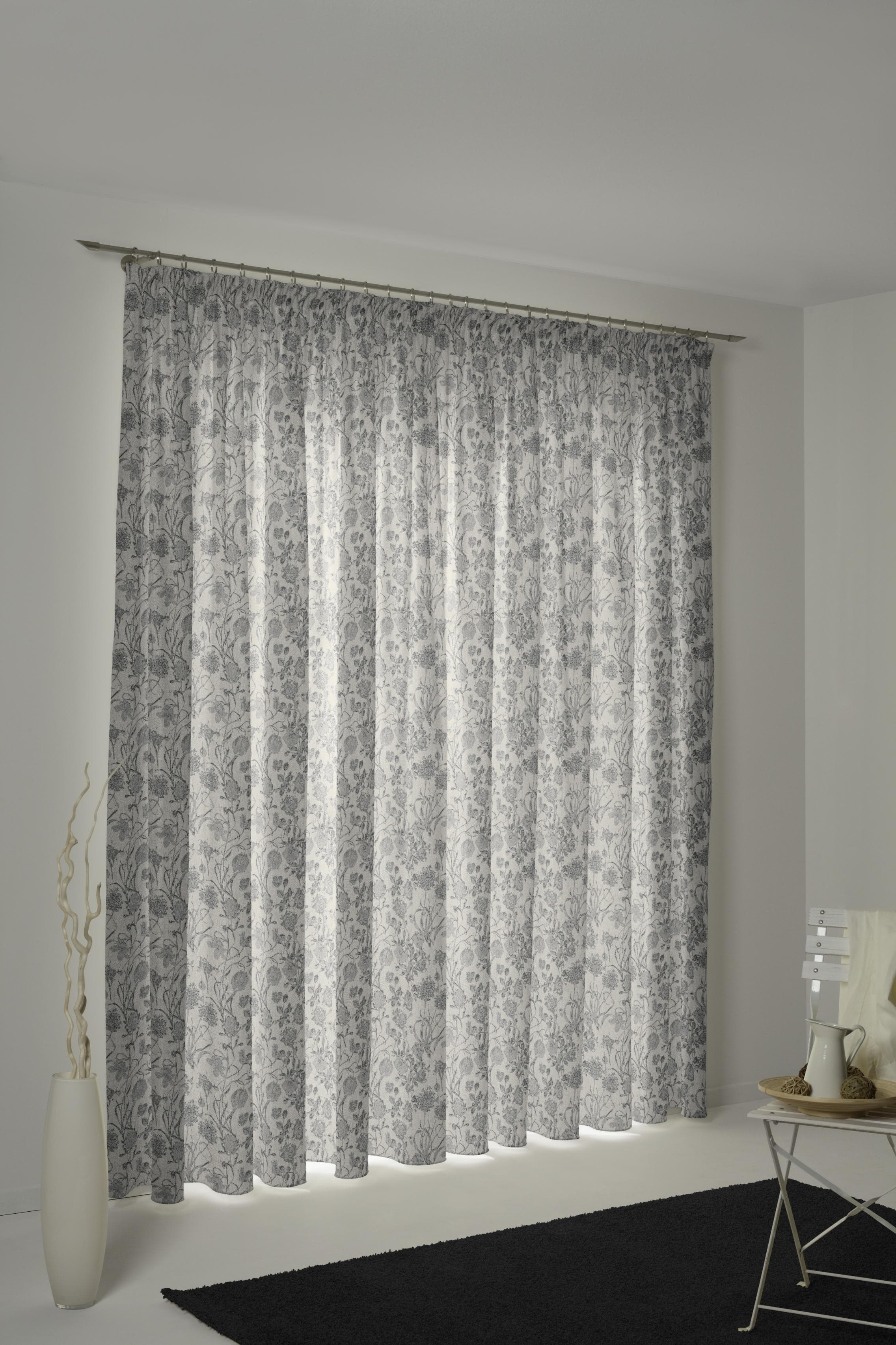 Vorhang ADAM "Flower Cuvée" Jacquard Schwarz Bio-Baumwolle