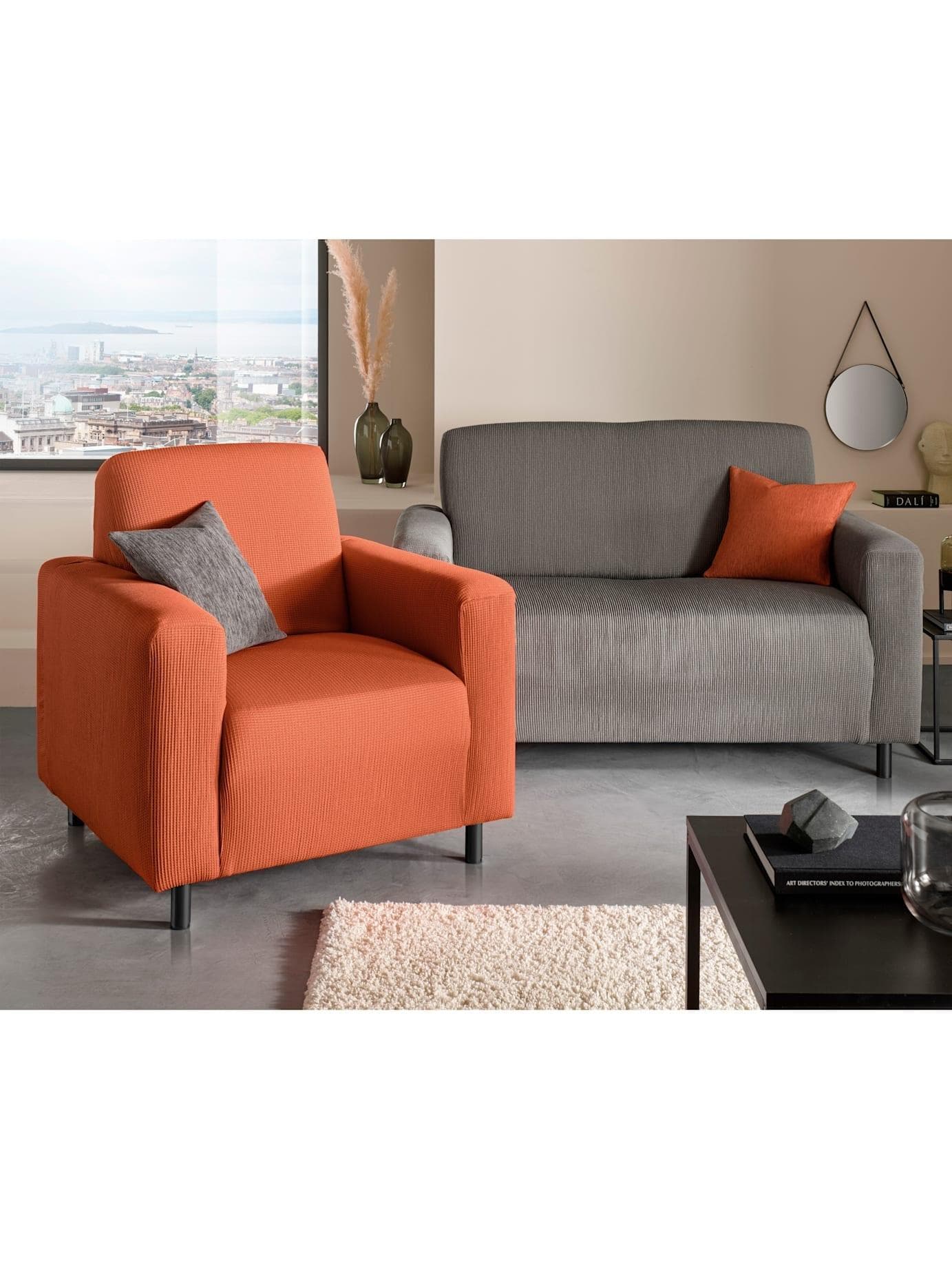 Hussen-Set Gr. 4 Orange 4-3-Sitzer Couchbezug Baumwolle Polyester