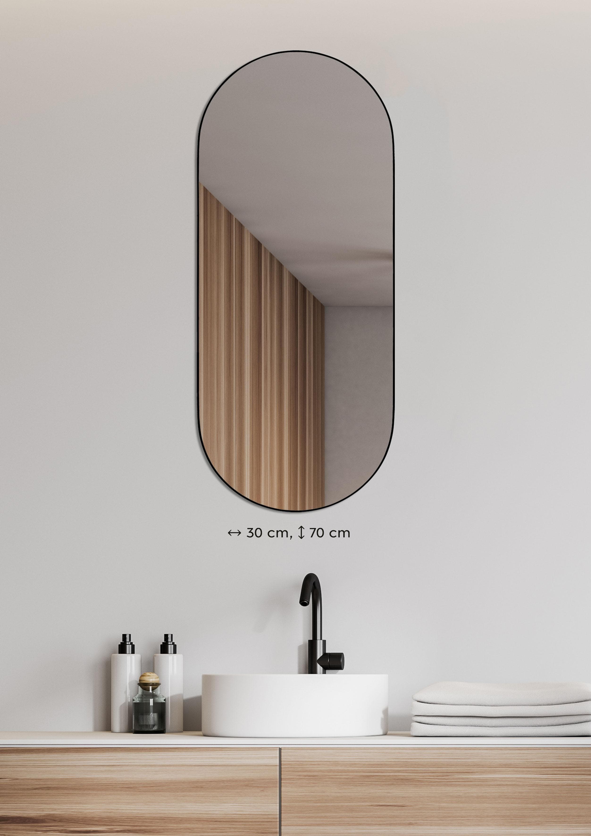 Dekospiegel Josephine Schwarz Metall Oval Wandspiegel