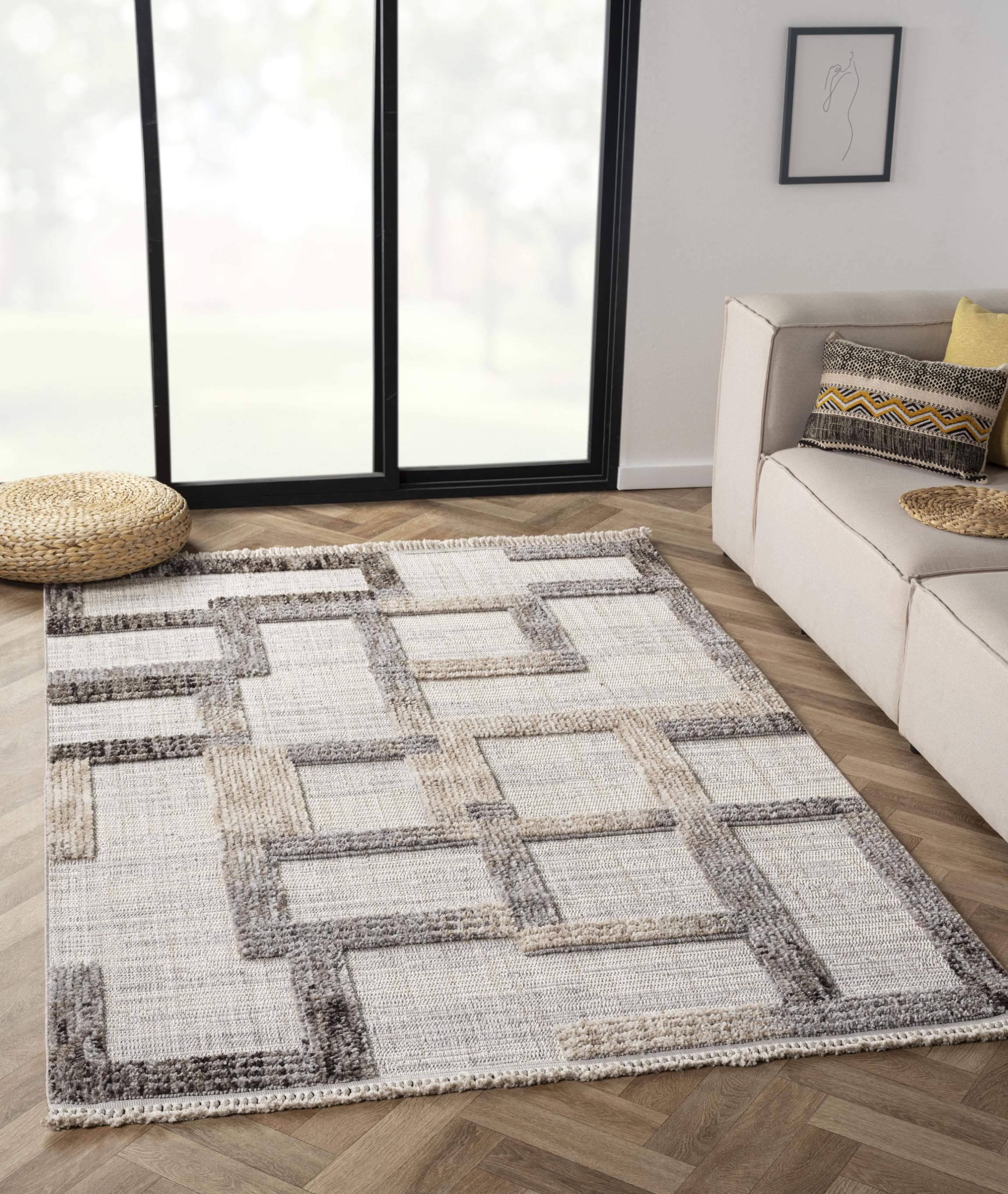 MyFlair Teppich Balania Beige Hoch-Tief-Effekt