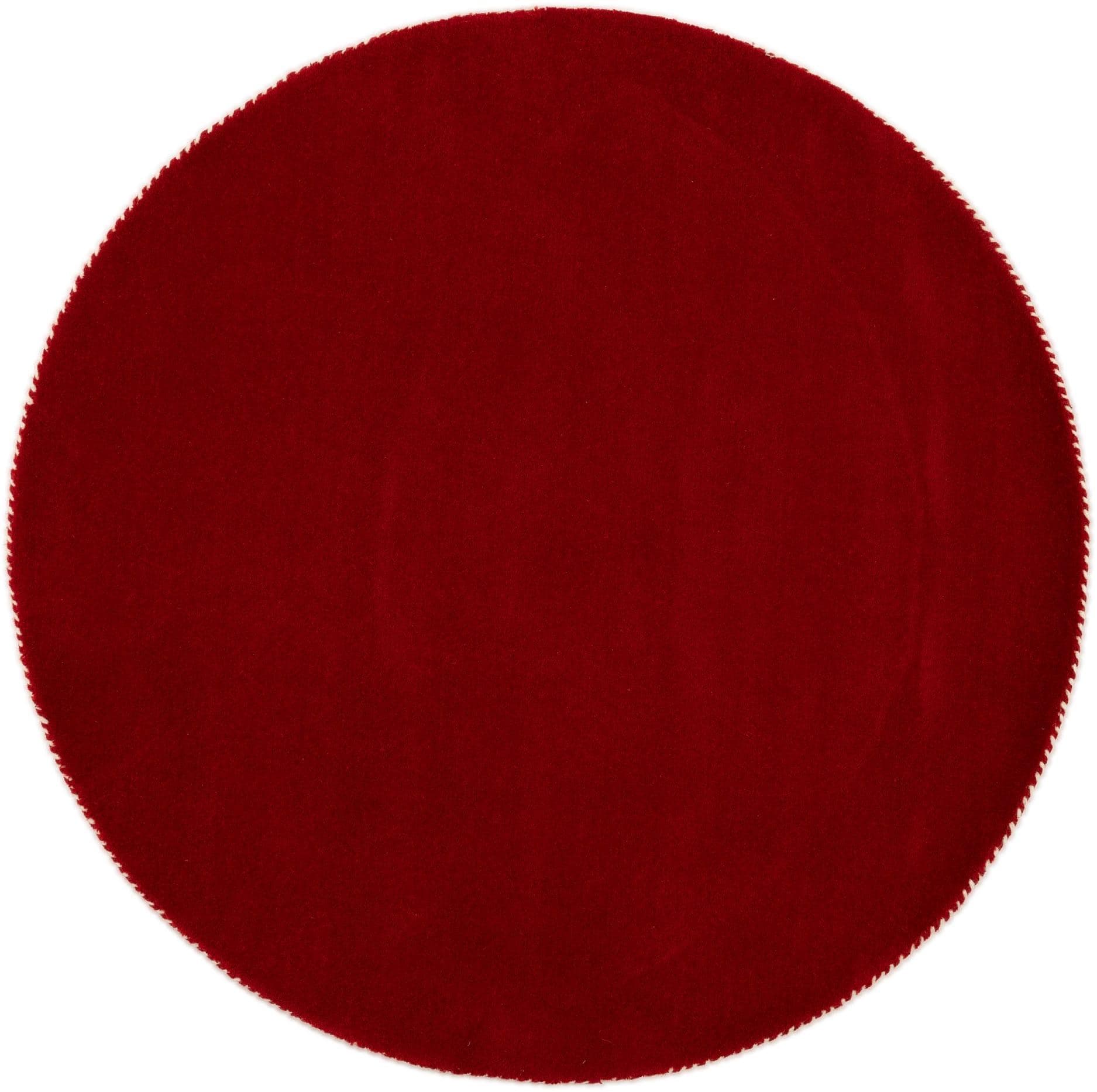 CARPETFINE Gabbeh Lola Uni Wollteppich Rot Handgewebt