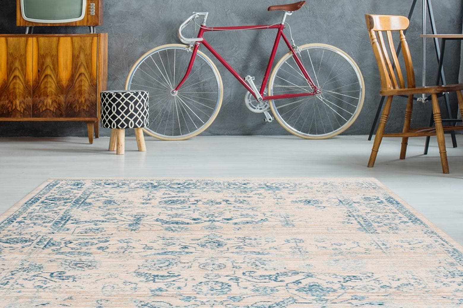 Bunter Vintage-Teppich aus Kunstfaser