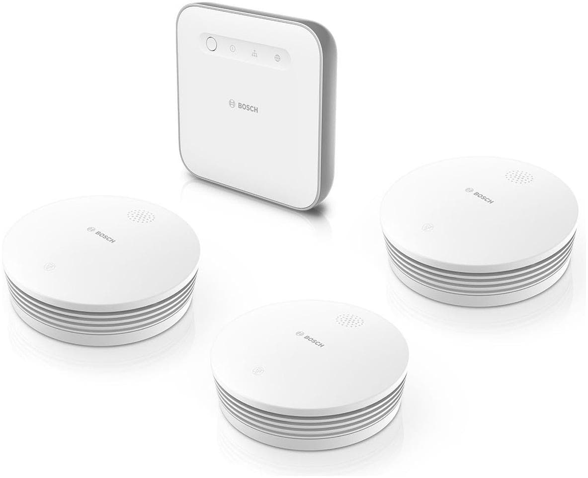 BOSCH Smart Home Starterset Gefahrenmeldeanlage mit 3 Rauchwarnmeldern Weiß