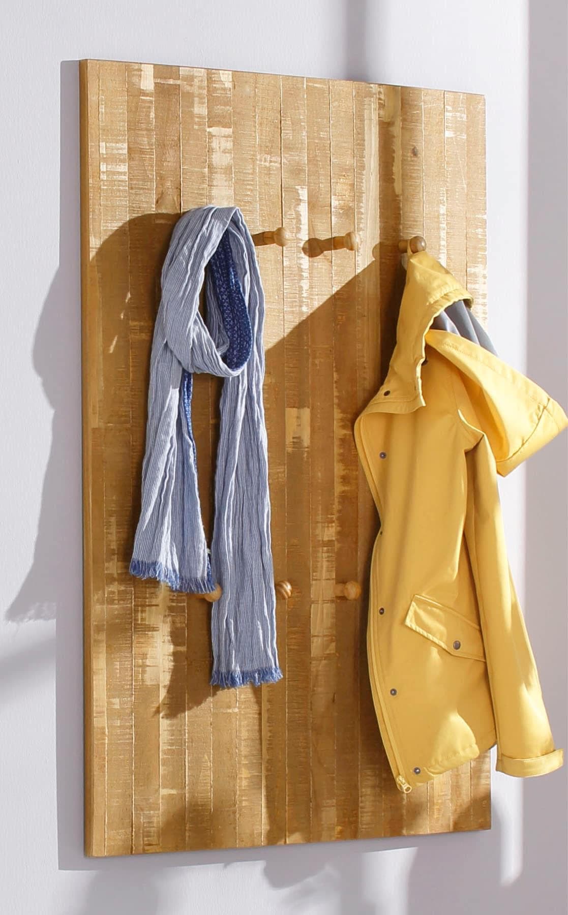 Shabby Chic Garderobenpaneel mit 8 massiven Holzhaken