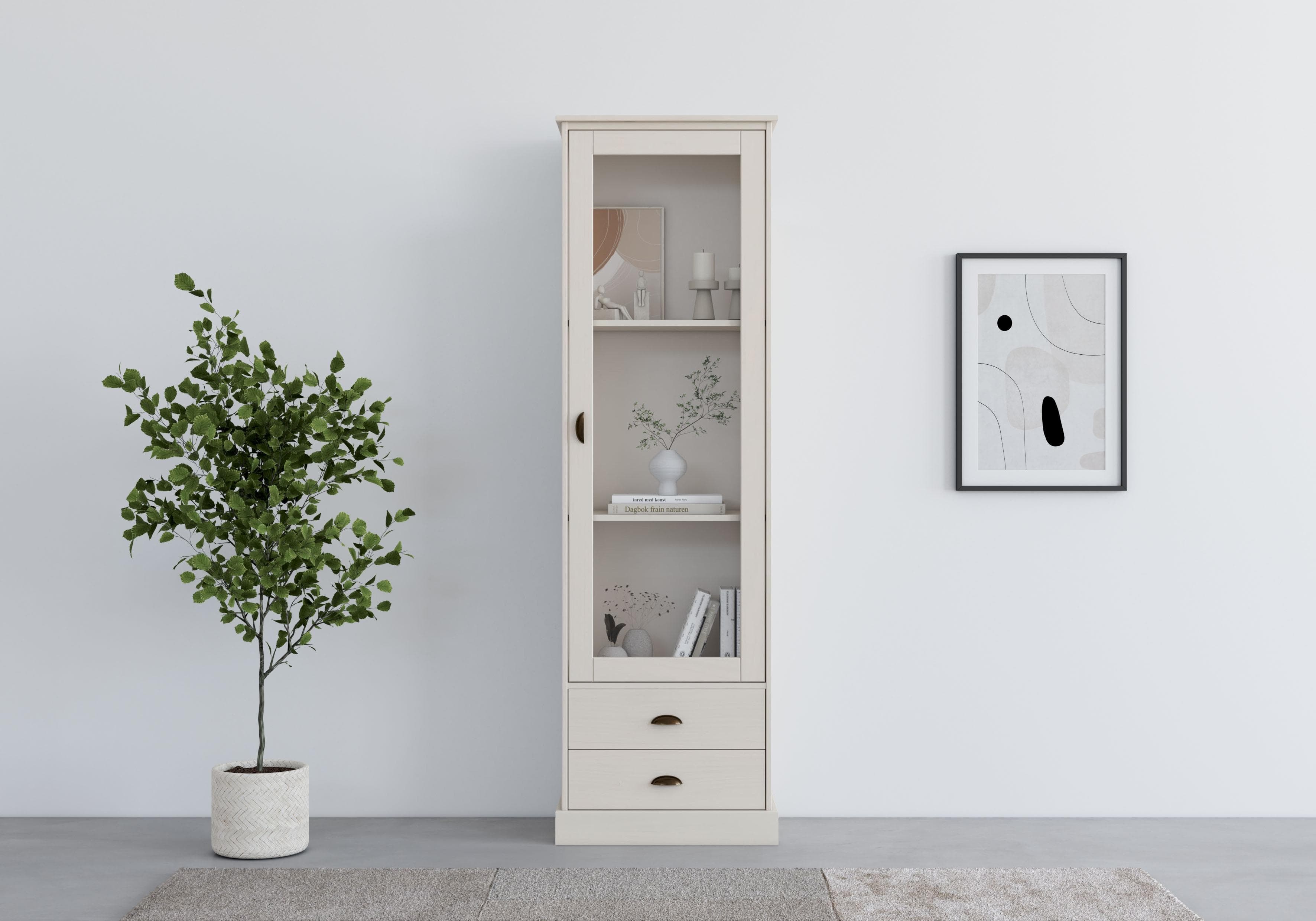 OTTO HOME Vitrine Schröder Weiß mit Schiebetür und Schubladen