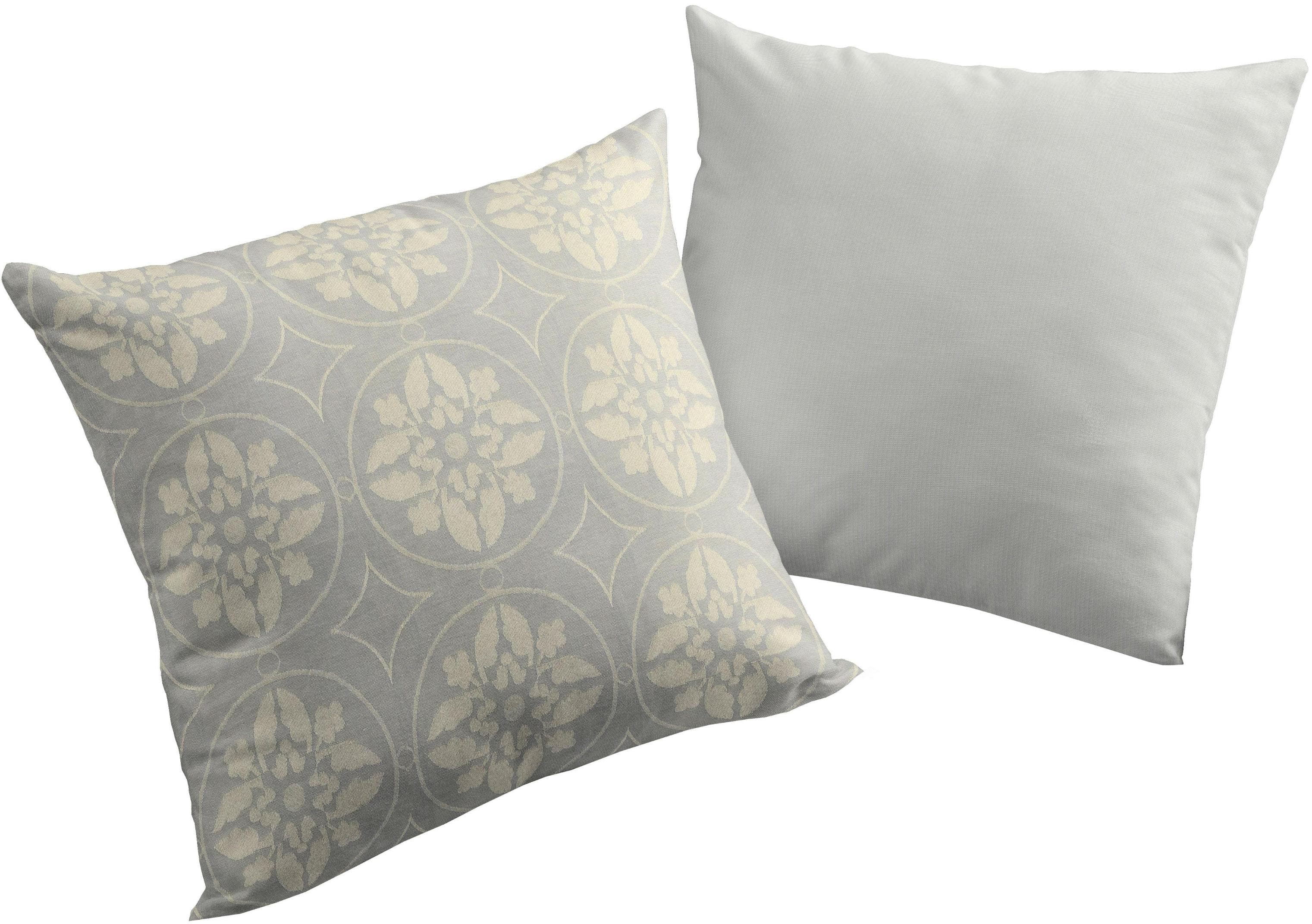 ADAM Dekokissen Wendekissenhülle Hellgrau Ornamente 40x40 cm Bio-Baumwolle