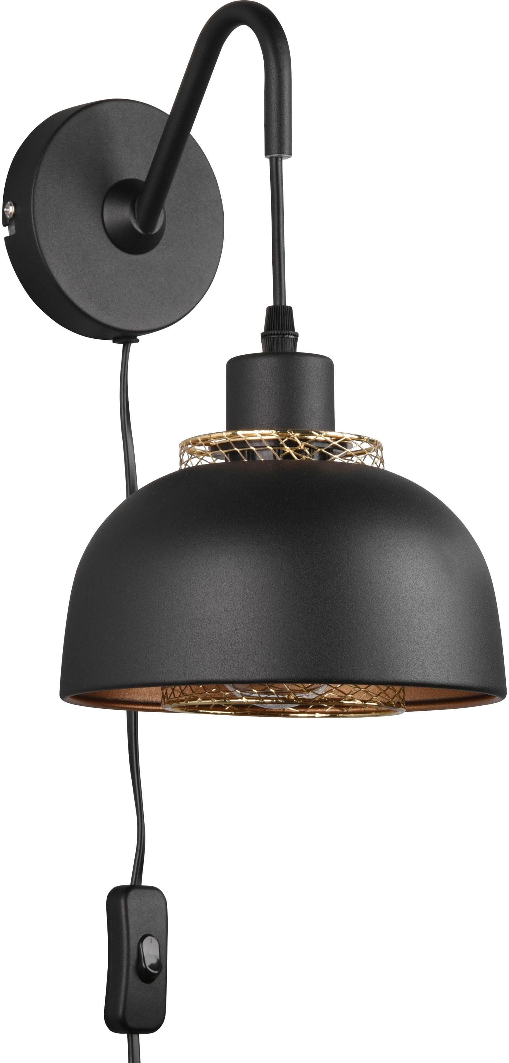 REALITY LEUCHTEN Wandlampe Punch Schalter und Stecker Schwarz/Gold
