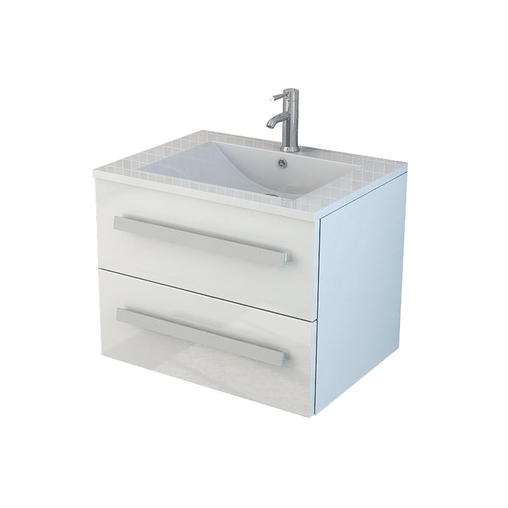 Badmöbel Waschtisch 60 cm Badset AROSA Badmoebel weiss keramik