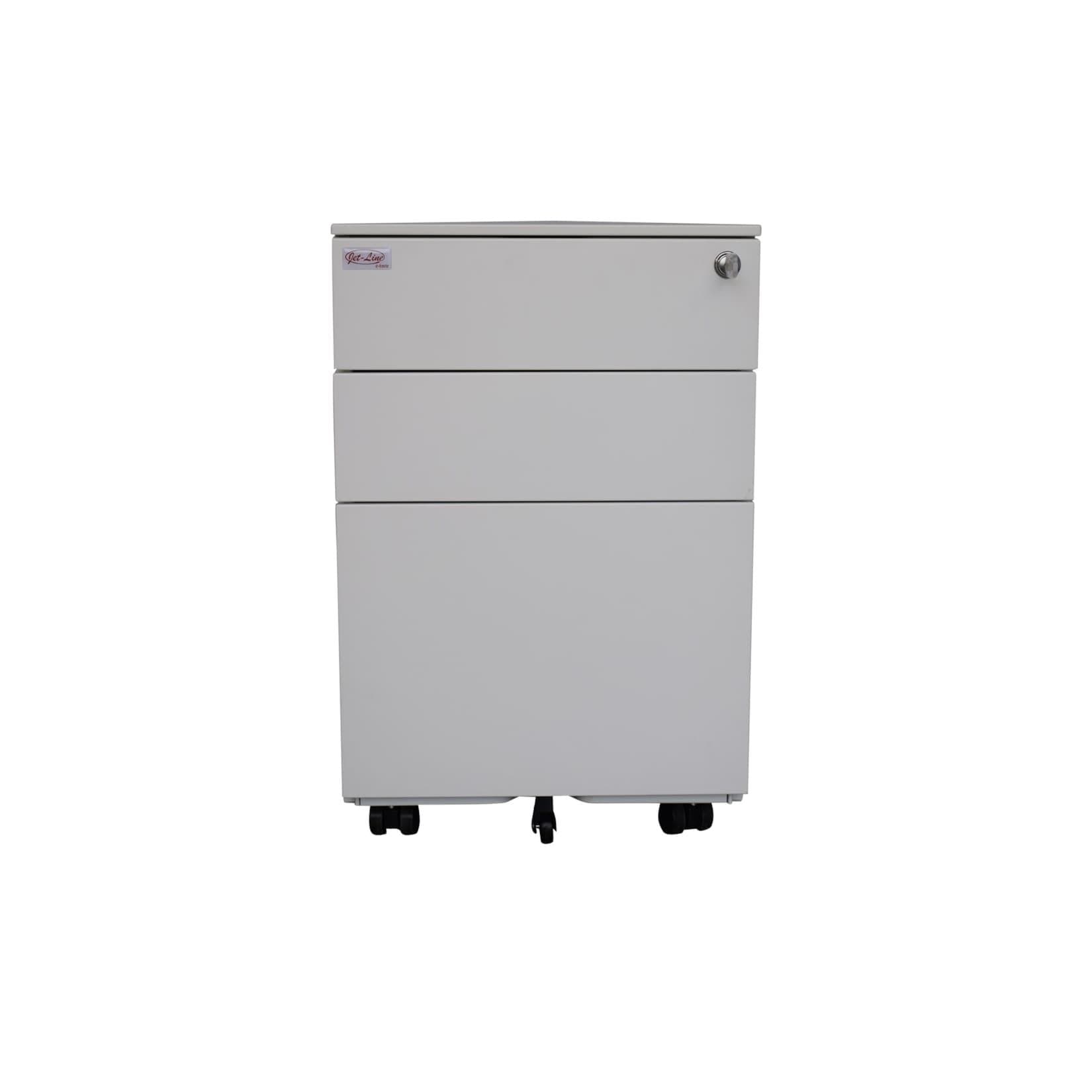Jet-Line Rollcontainer Weiß 3 Schubladen Abschließbar Metall