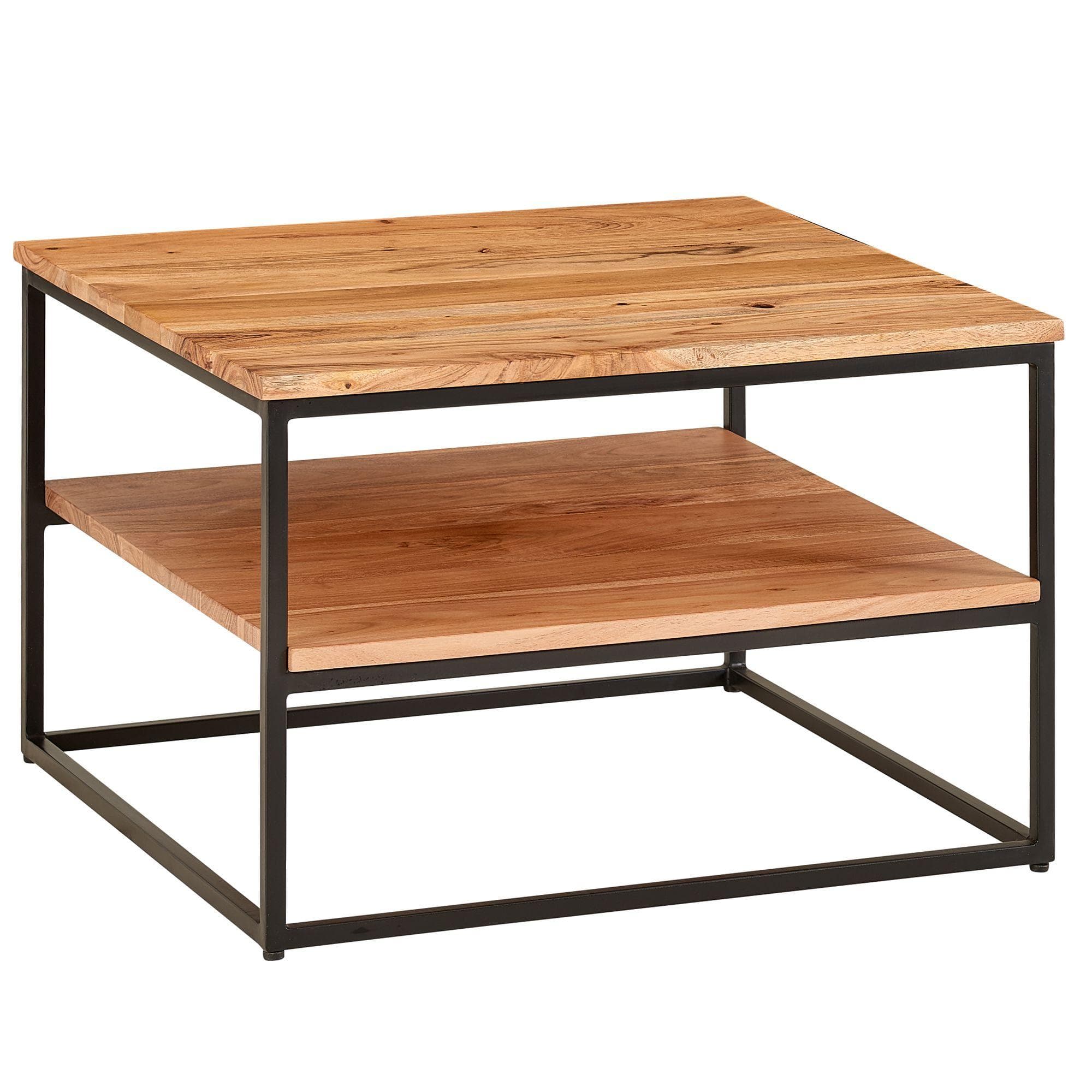 Moderner Couchtisch aus Massivholz und Metall