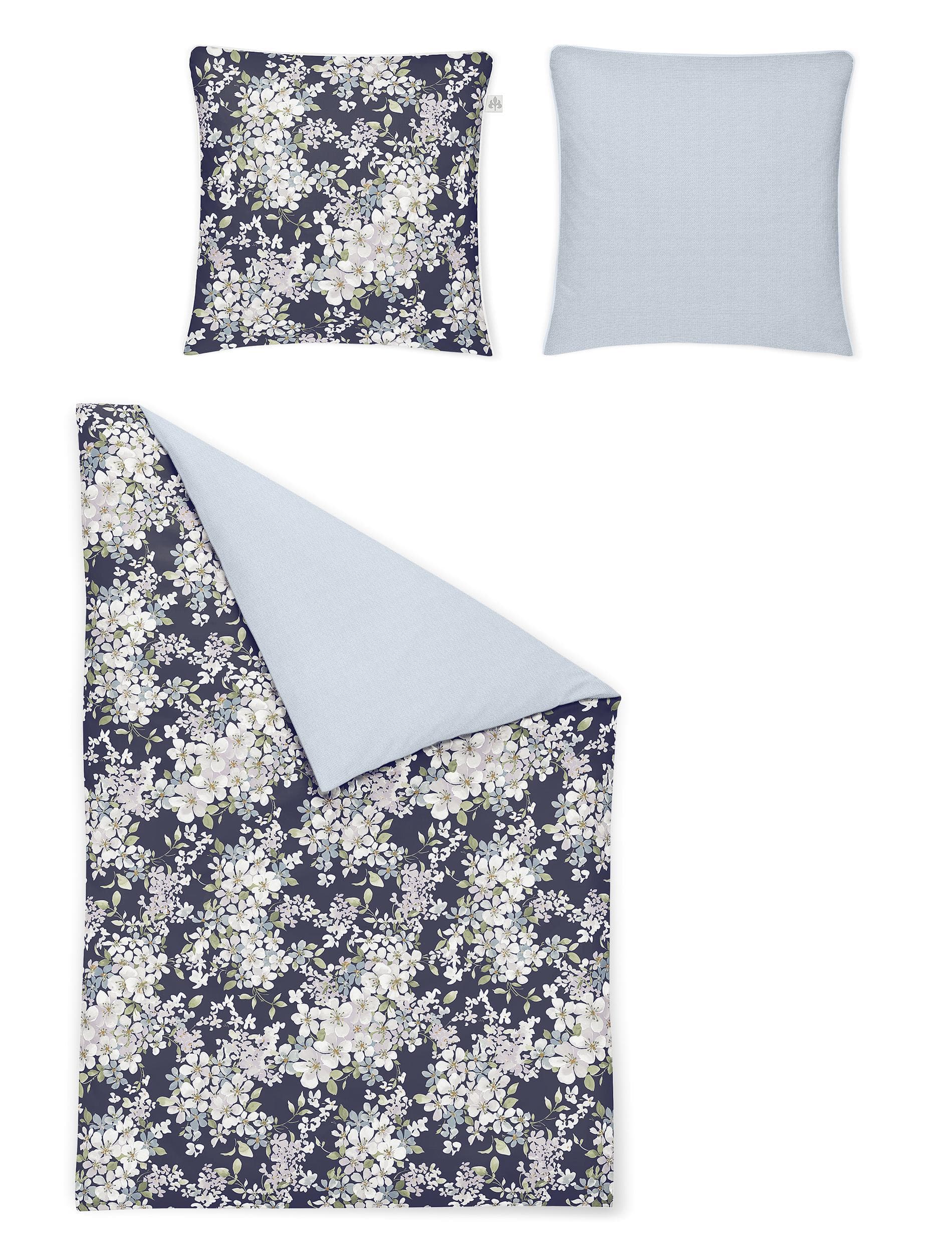 Wendebettwäsche IRISETTE Crown-K 8453 Blau Mako-Satin 2-teilig