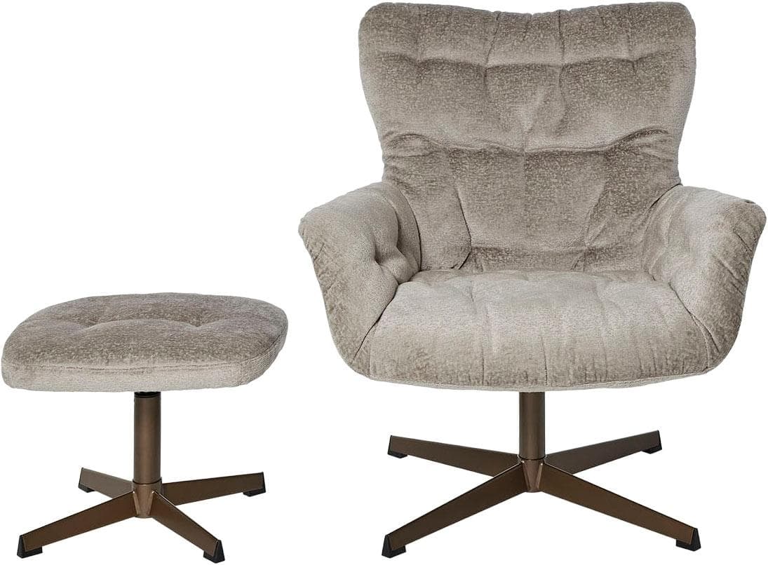 Sessel JAHNKE LOUNGE COSY TWIST PLUS mit Hocker - Grau