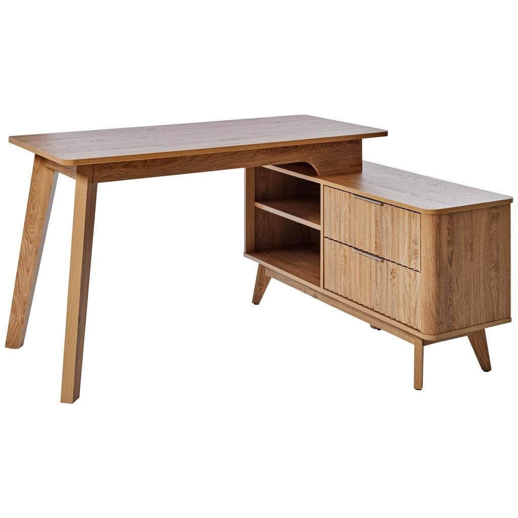 Eckschreibtisch mit Welle Design - Wechselseitig Montagefähig