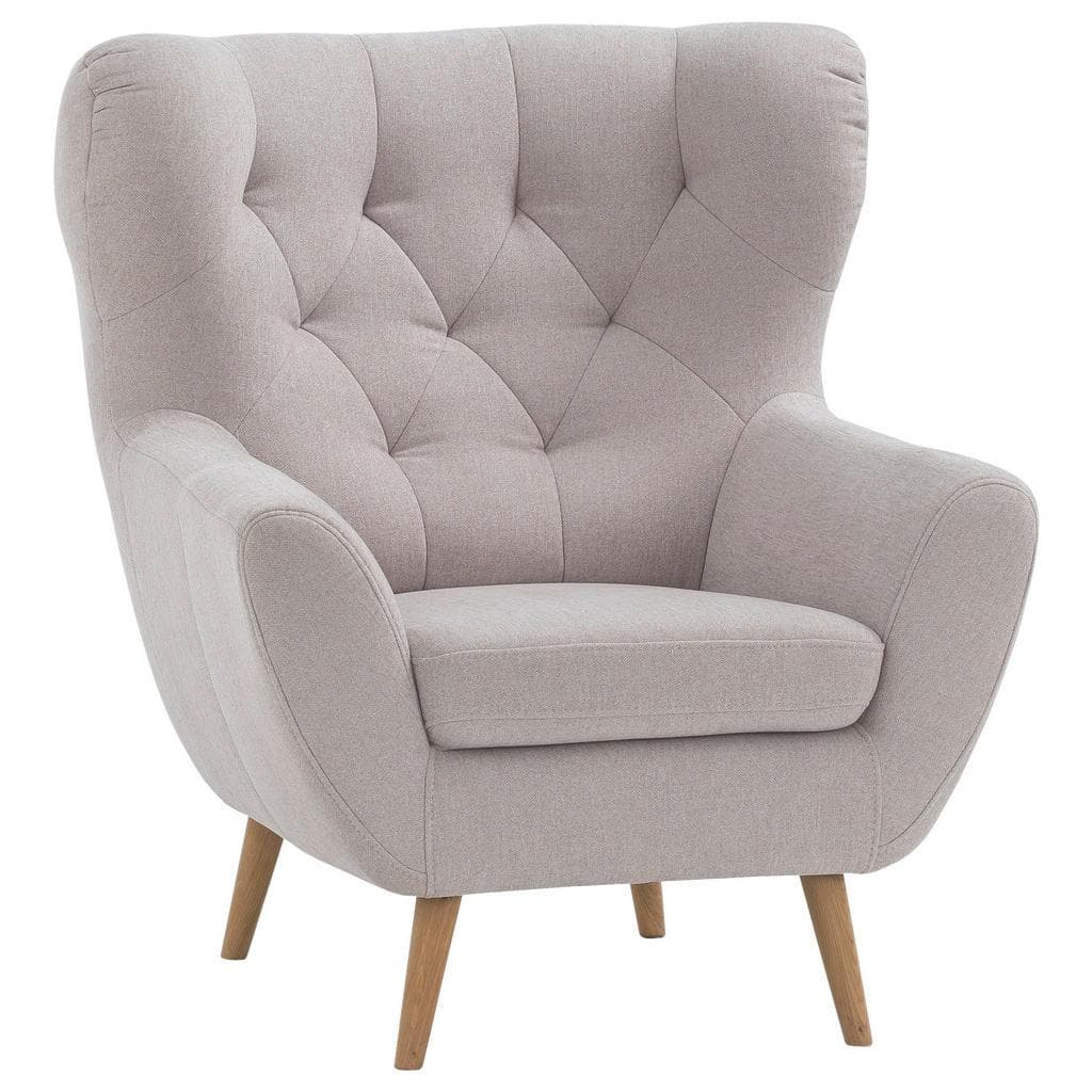 Stylife Ohrensessel Beige Holz Ohrensessel