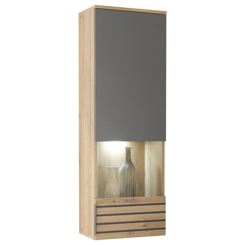 Mid.you Hängevitrine Grau Eiche Artisan Glas Holzwerkstoff