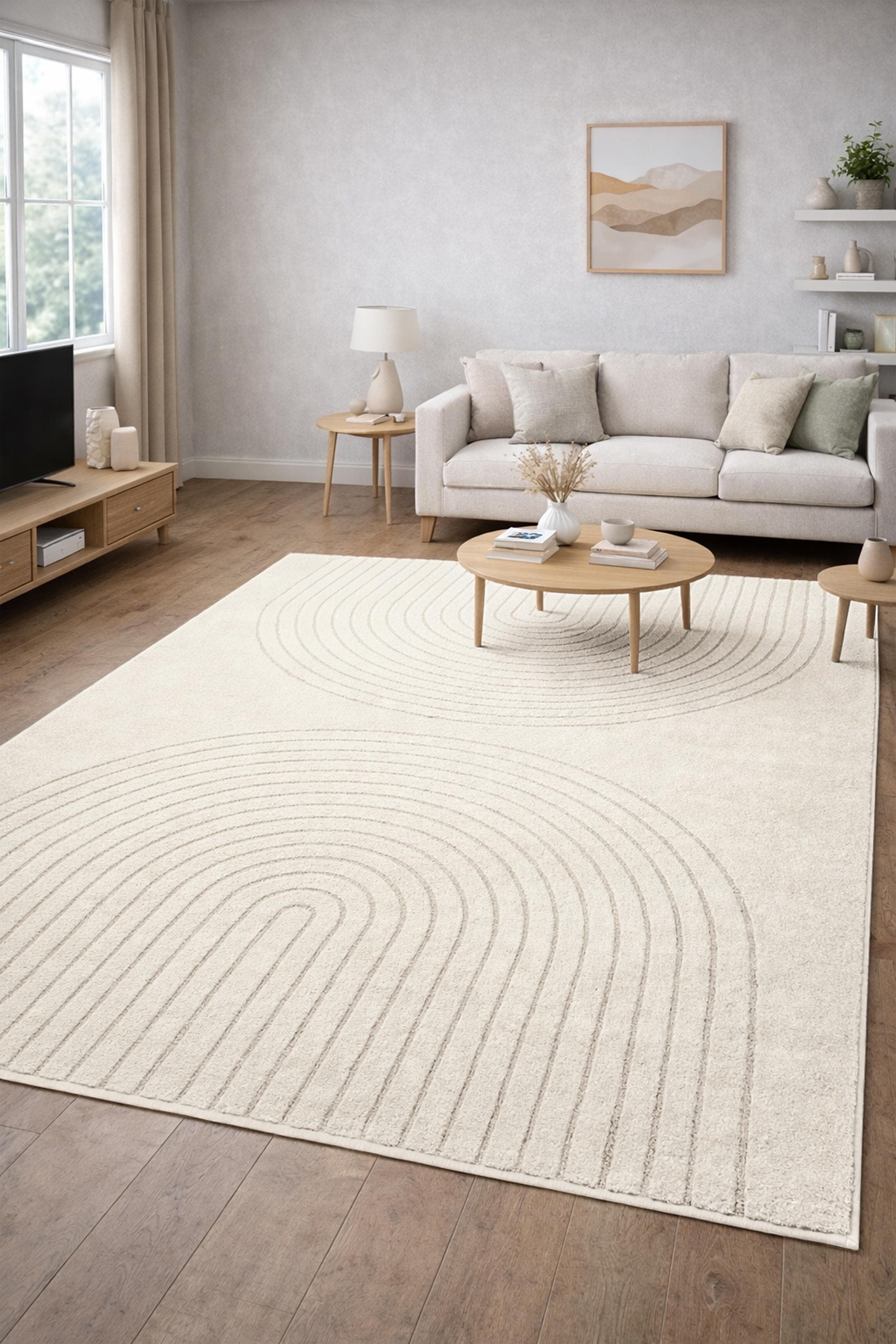 Teppich MERINOS Eclipse Creme Geometrisches Design