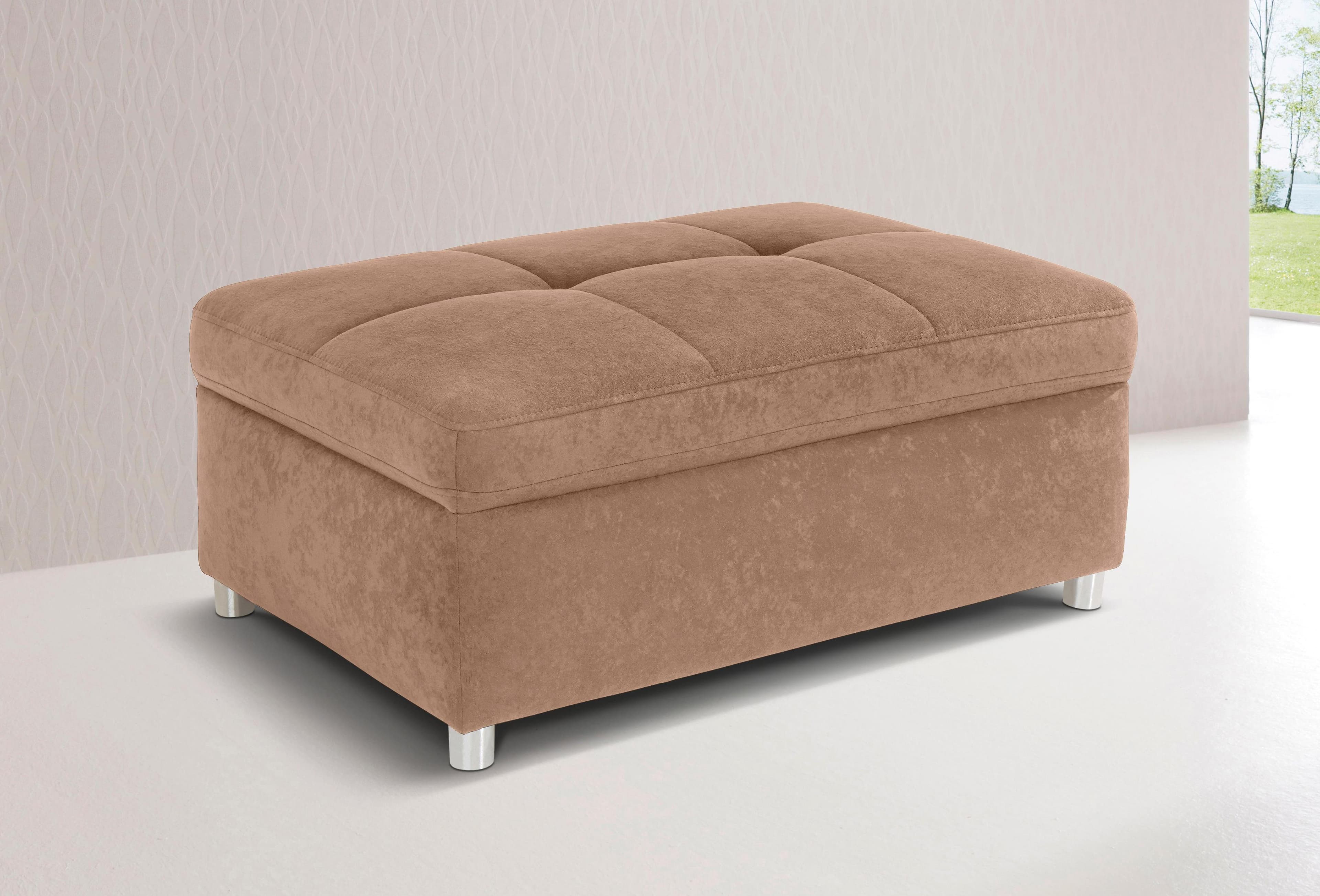 Sit & More Polsterhocker Labene - Eleganter Hocker mit Knopfheftung und Chromfüßen