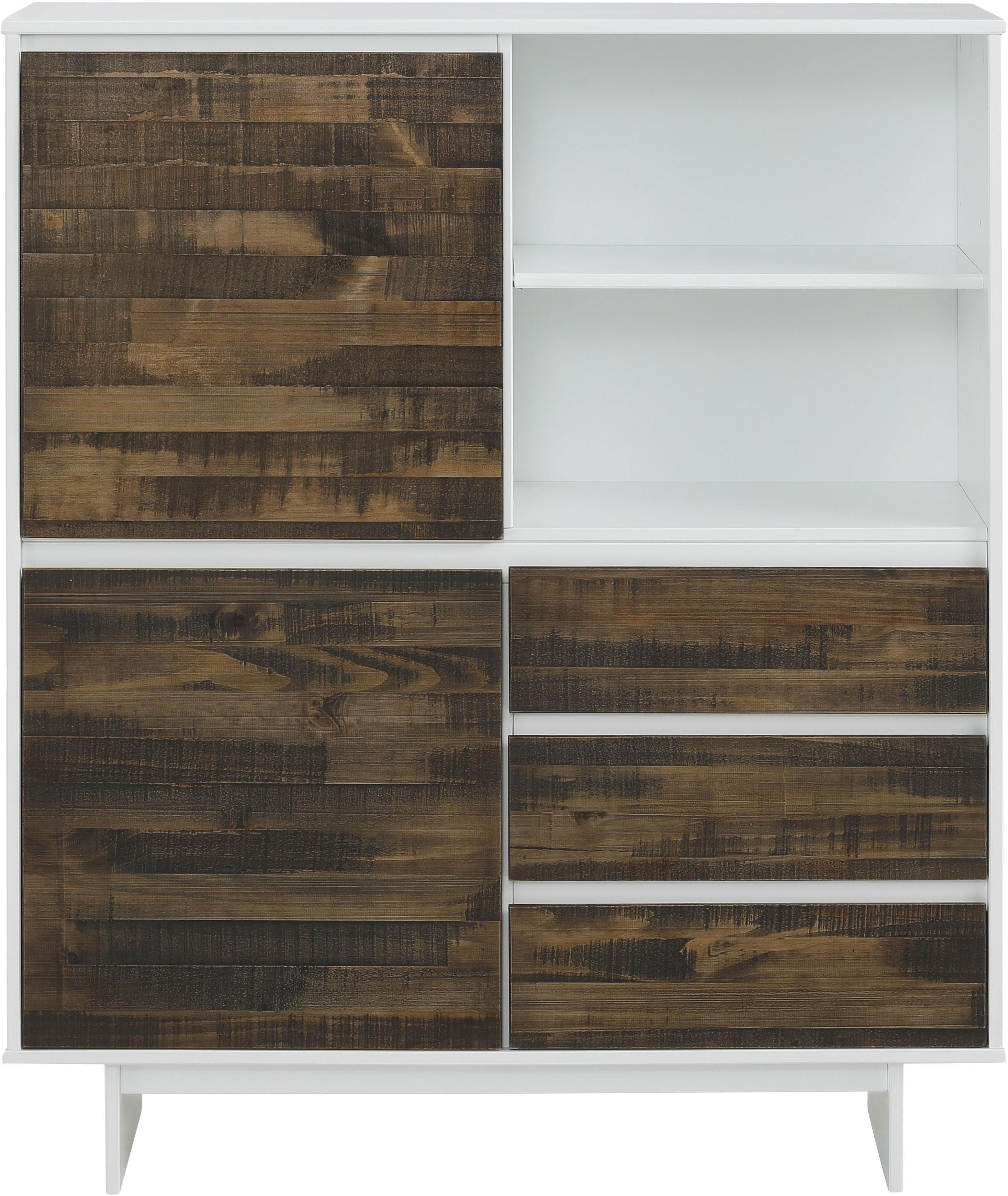OTTO HOME Highboard Morgan Midischrank Braun Weiß Kiefer MDF