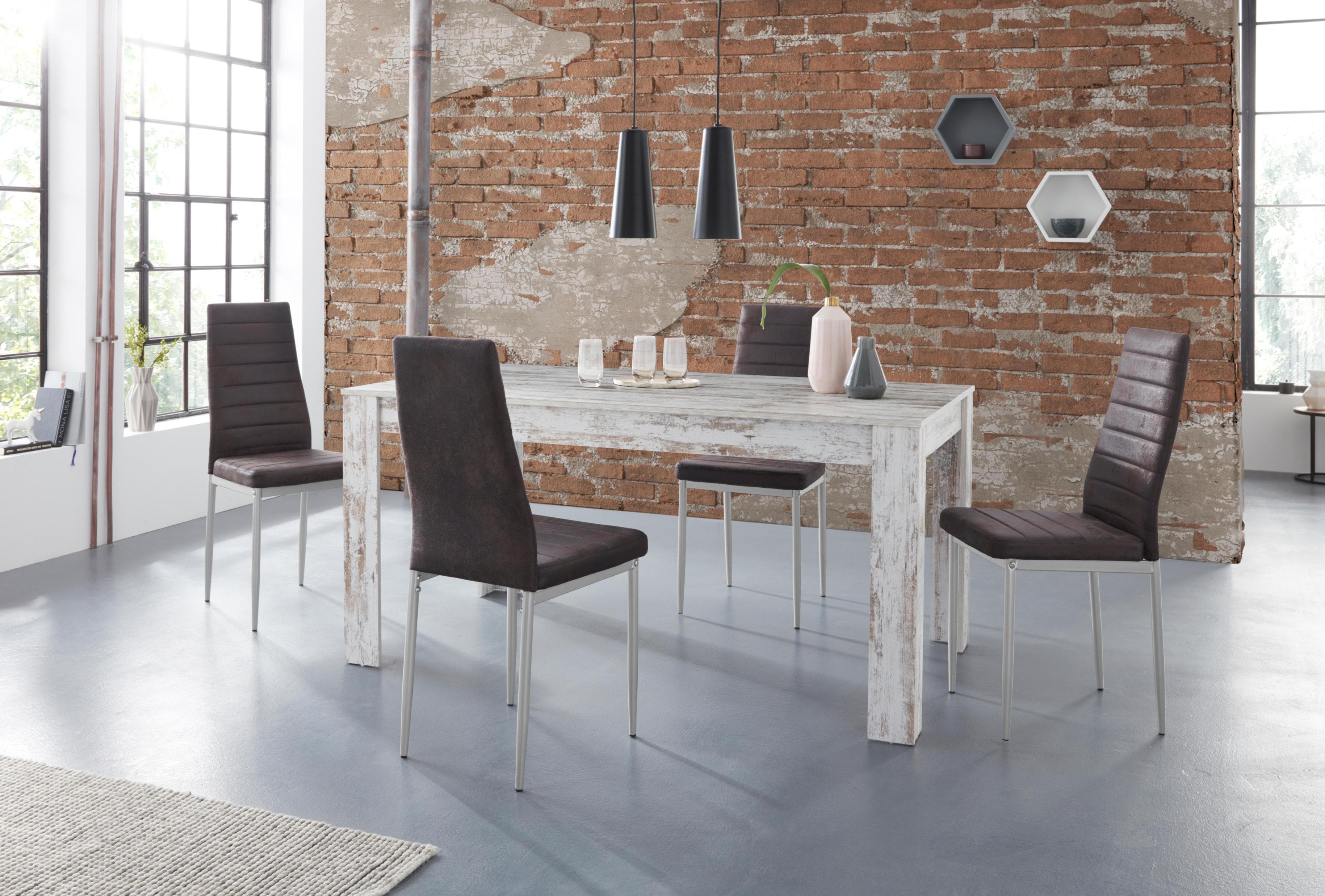 OTTO HOME Essgruppe Lynn160/Kate Tisch mit 4 Stühlen Weiß Anthrazit