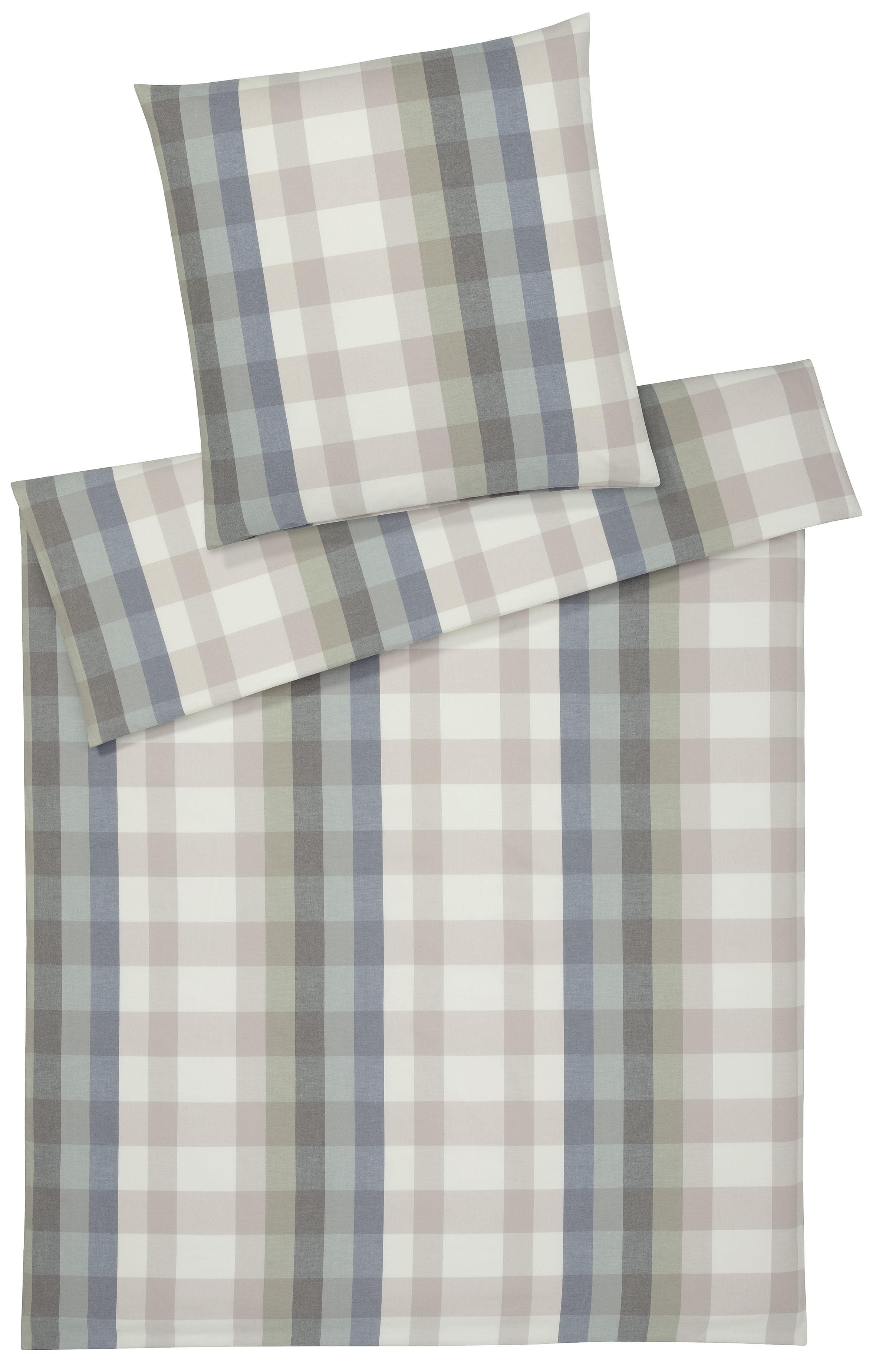 Bettwäsche ELEGANTE Glasgow Kariert Salbei-Blau 100% Baumwolle
