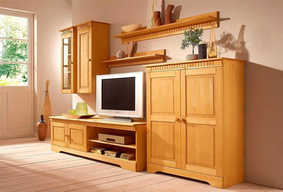 Wohnwand OTTO HOME 4-tlg. Beige Natur Kiefer Landhausstil