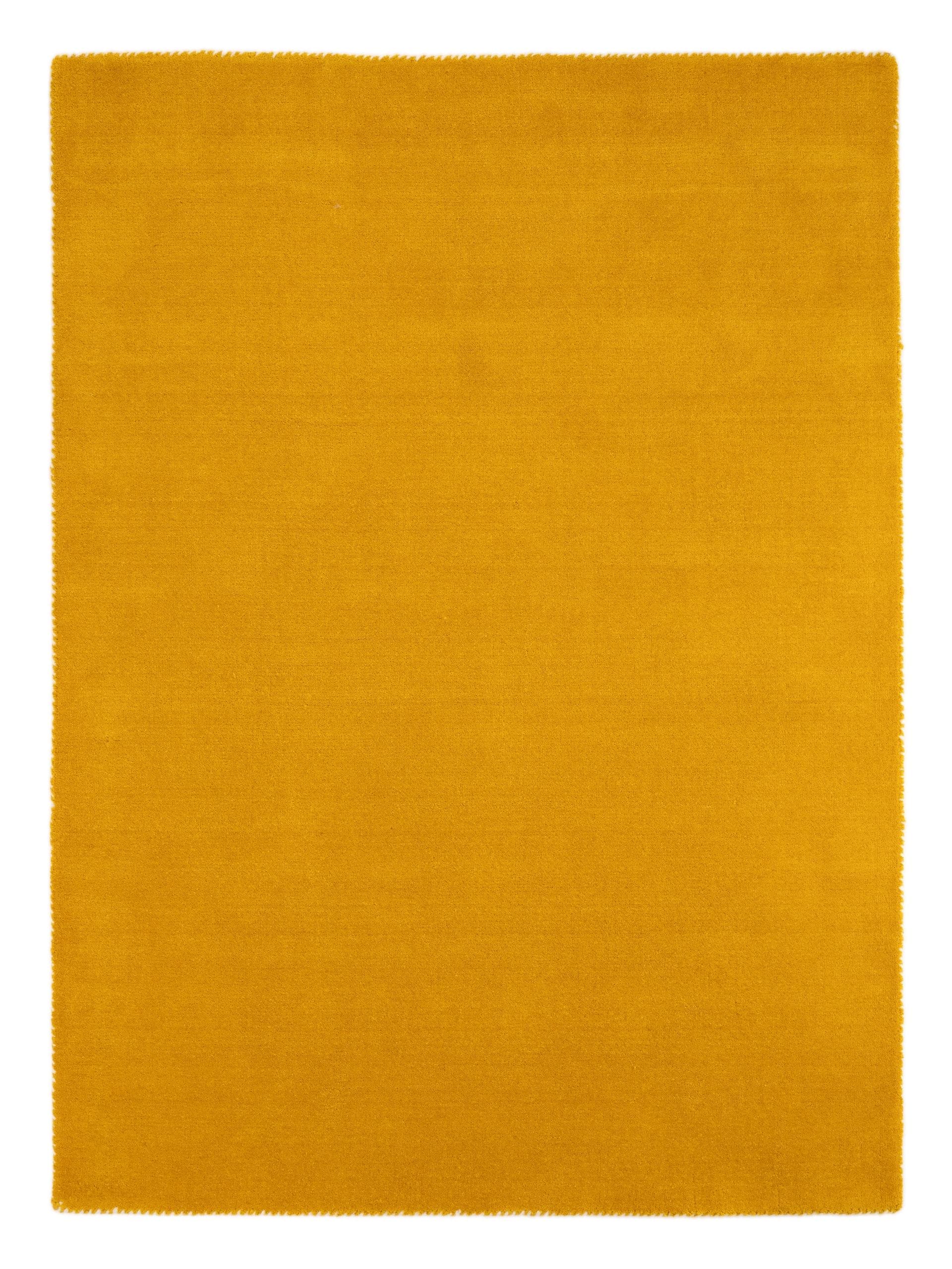 CARPETFINE Gabbeh Lola Uni Wollteppich Gelb Handgewebt