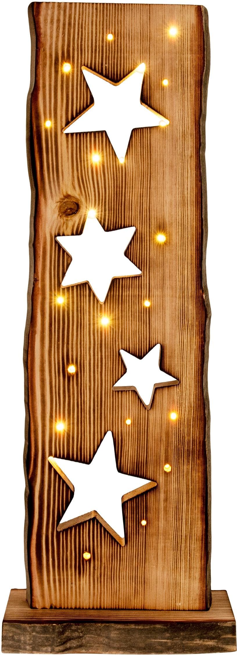 Näve LED Gartenleuchte Holz Weihnachtsleuchte Sternemotiv Warmweiß 23x LEDs