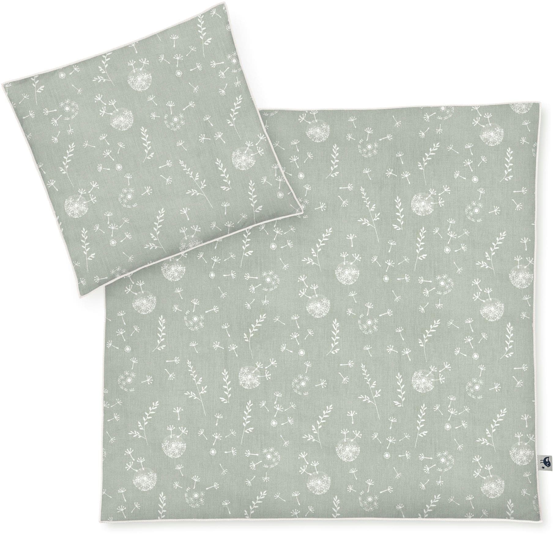 Kinderbettwäsche aus 100% Baumwolle und Linon in Wildflower und Grün