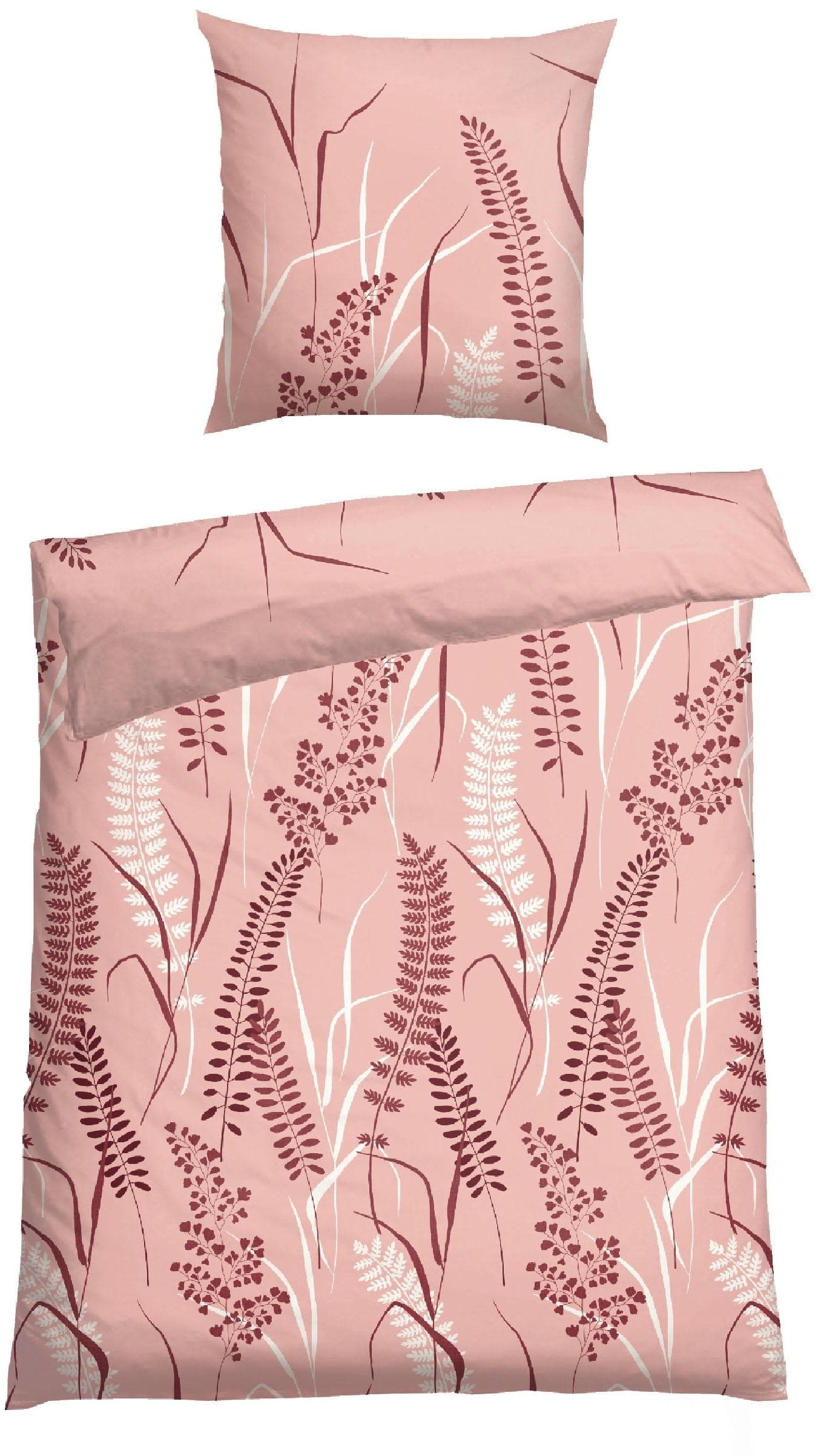 Schiesser Bettwäsche Set Rosa 135x200cm 100% Baumwolle Floral