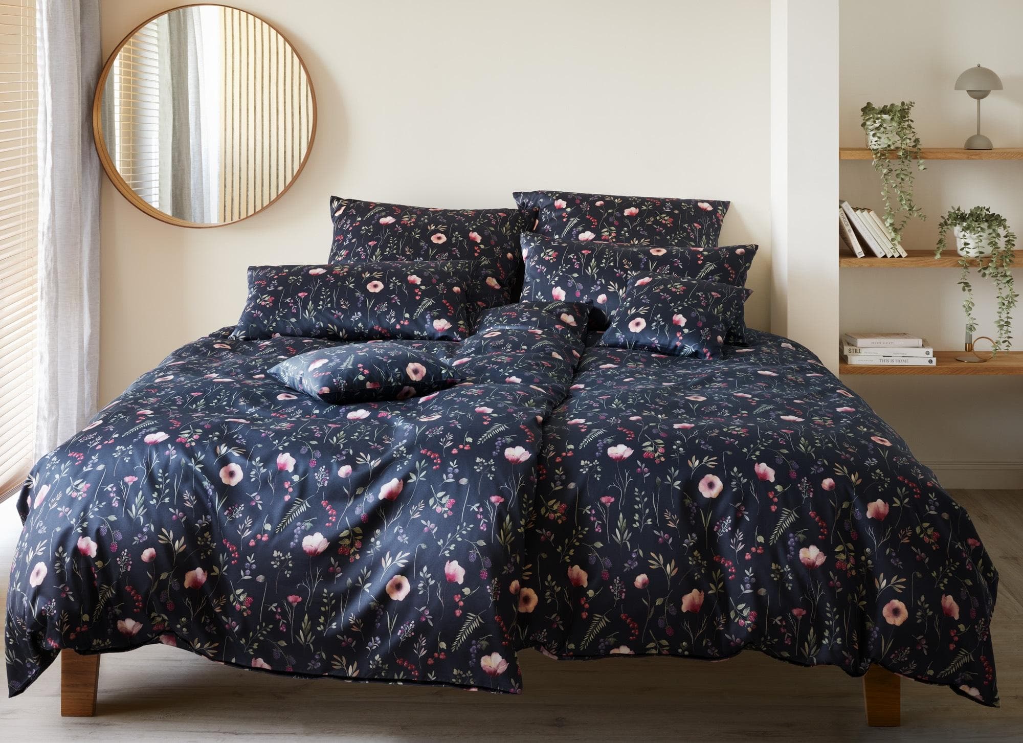 Bettwäsche Elegante Sorbet Jersey Nachtblau Floral
