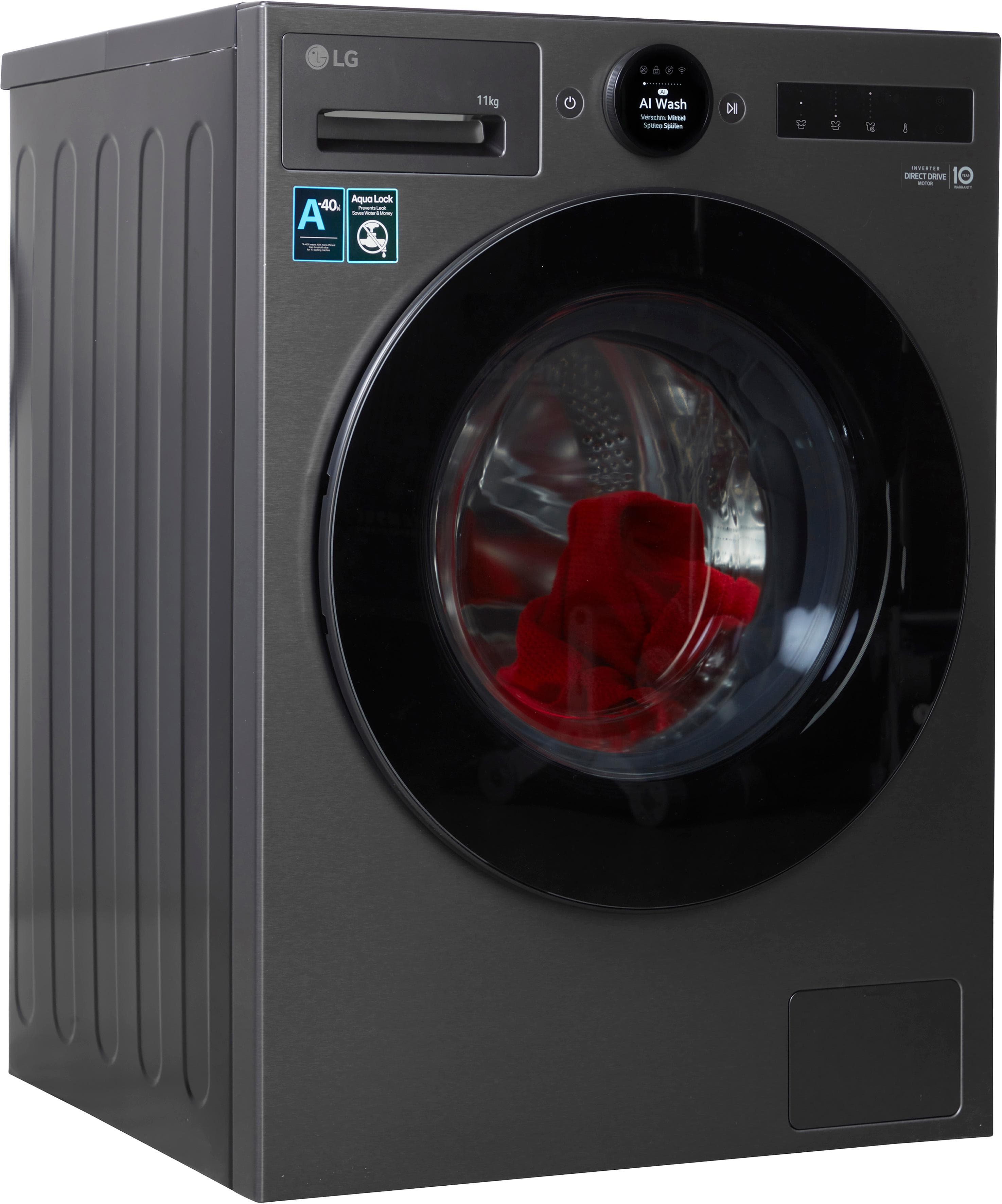 LG Waschmaschine F4WX801YB 11 kg Schwarz AI DirectDrive™ Dampffunktion