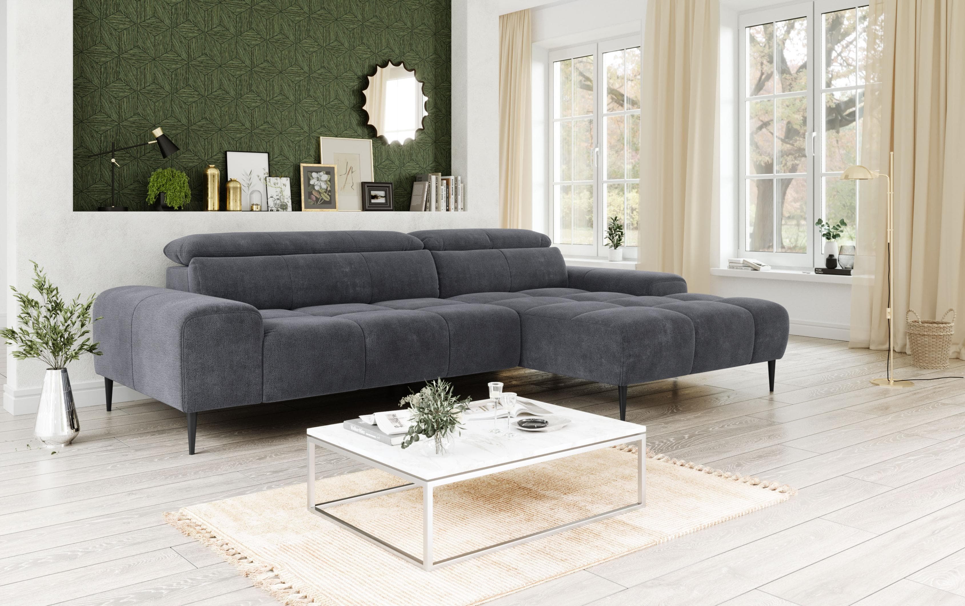Ecksofa COTTA Theo L-Form Breite 290 cm Coal