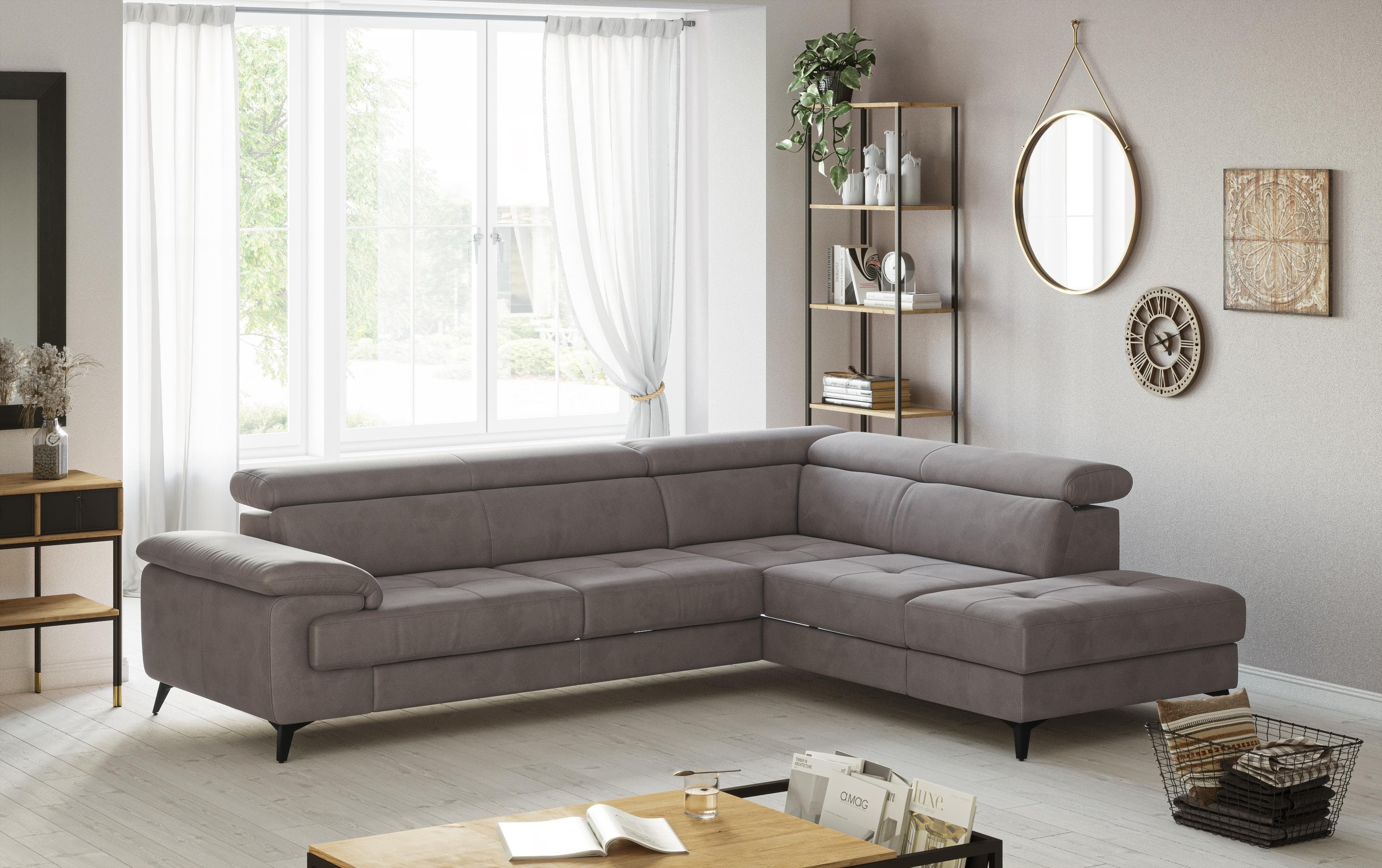 Ecksofa COTTA Astra L-Form Dunkelgrau