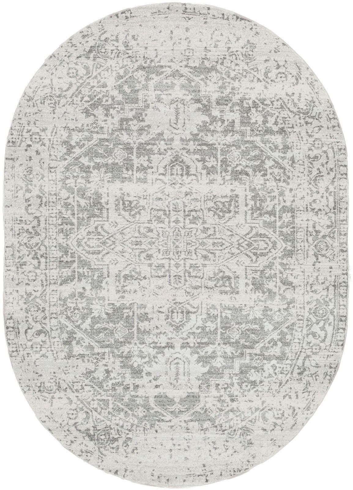Livabliss Teppich SYRACUSA Oval 275x200 cm Grau Kurzflor