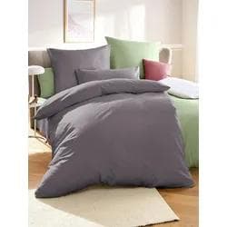 Zeitlos-moderne Bettwäsche-Garnitur aus Baumwoll-Satin in grau