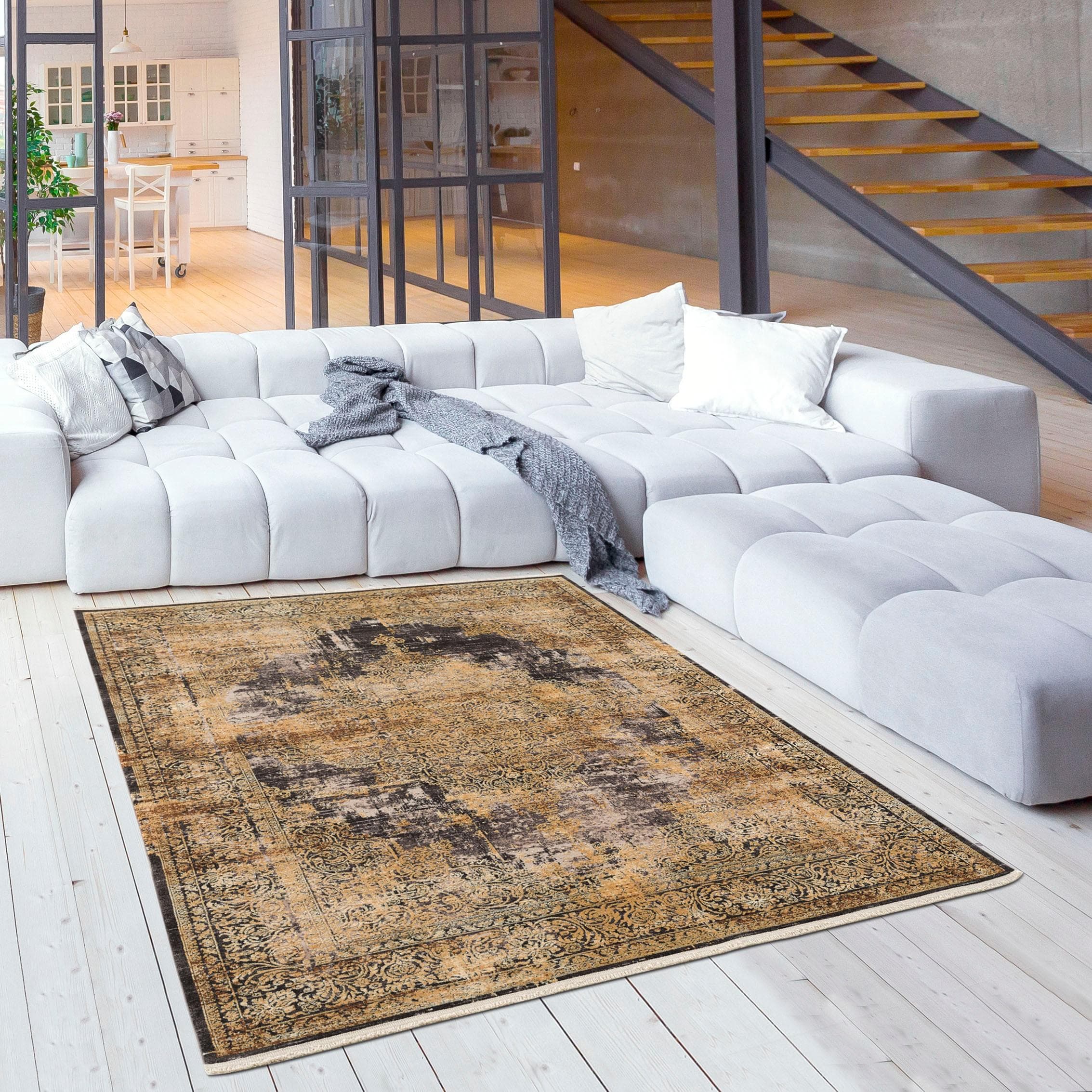 Eleganter Orient-Teppich in Gelb und Gold