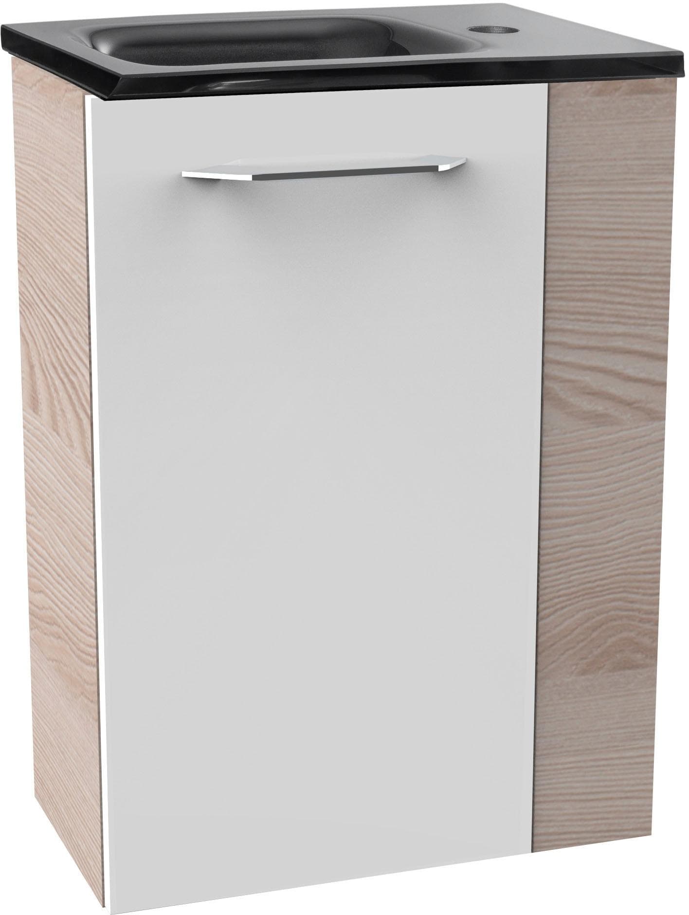 Waschtisch FACKELMANN SBC Braun/Weiß Glas Holzwerkstoff