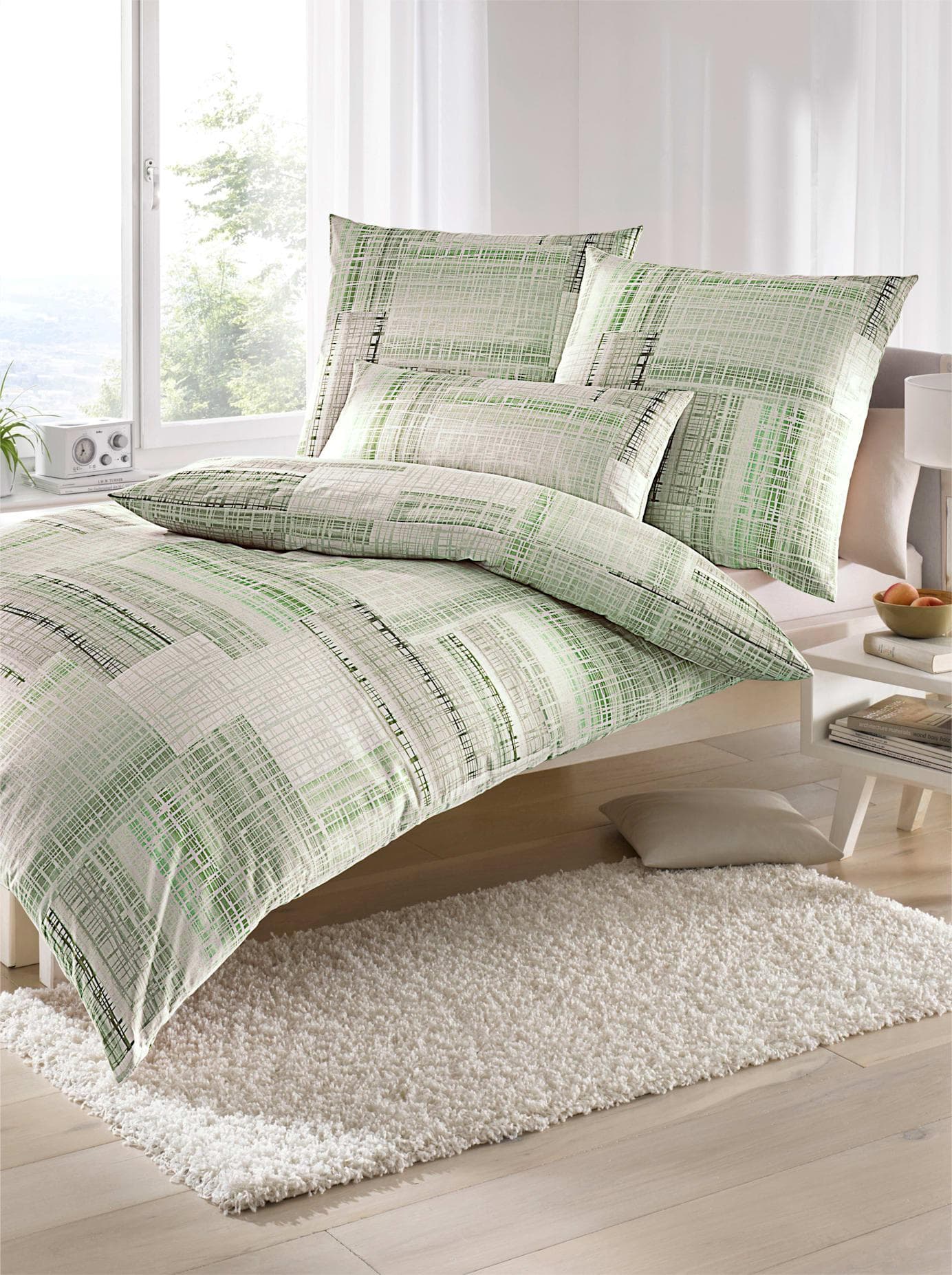 Bettwäsche Biberna Gr. 3, 100% Baumwolle, Feinbiber, Lindgrün