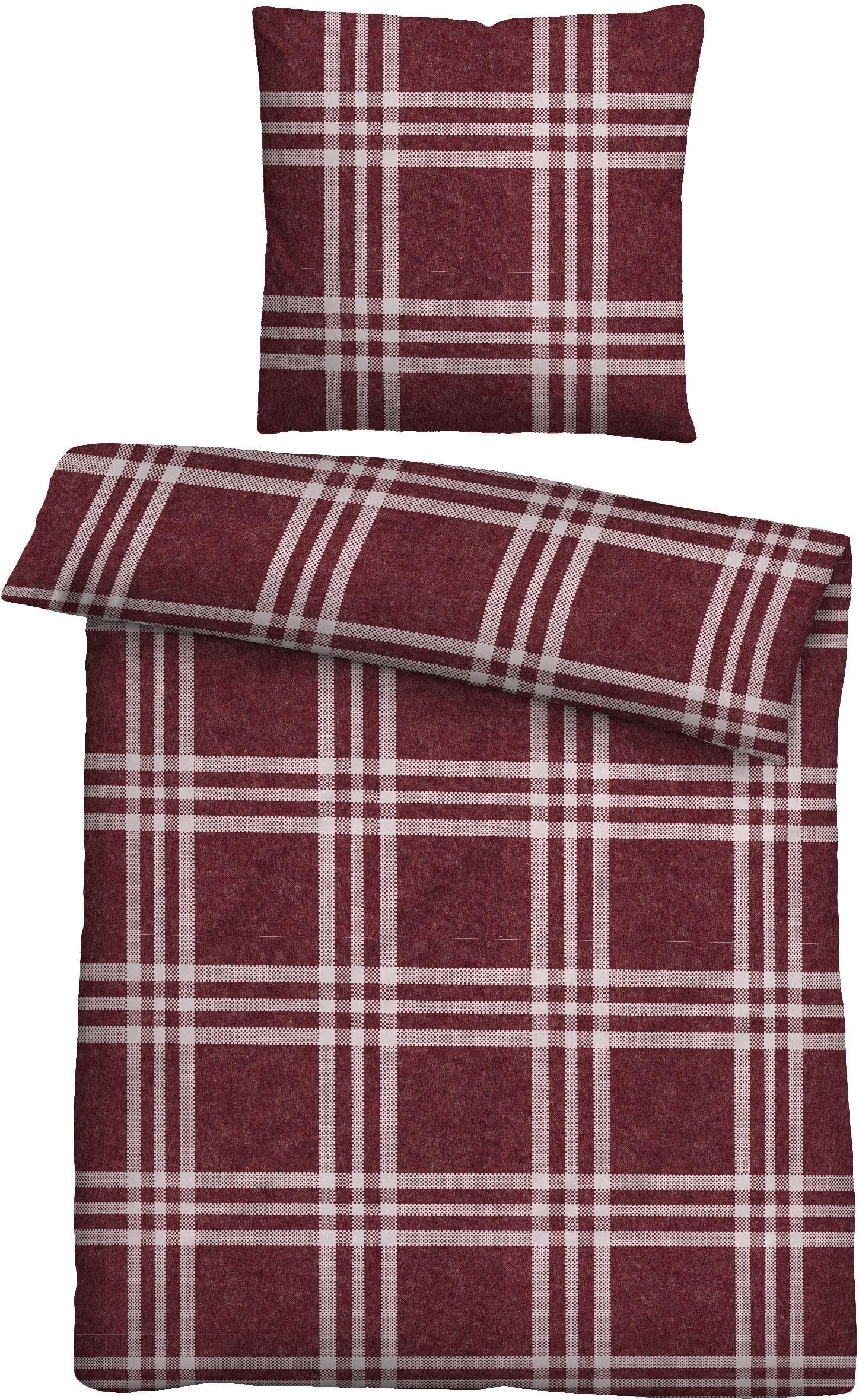 BIBERNA Bettwäsche Lya Burgund Melange Flanell 100% Baumwolle