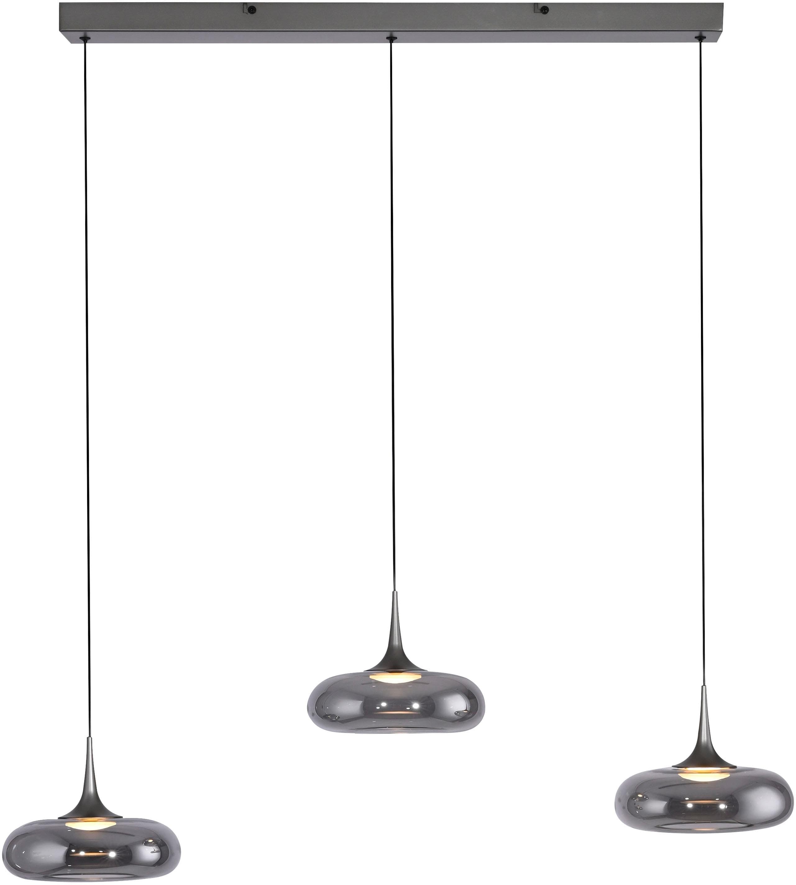 Schöner Wohnen LED-Hängeleuchte Posh 3-fl. Rauchglas 3.000 K