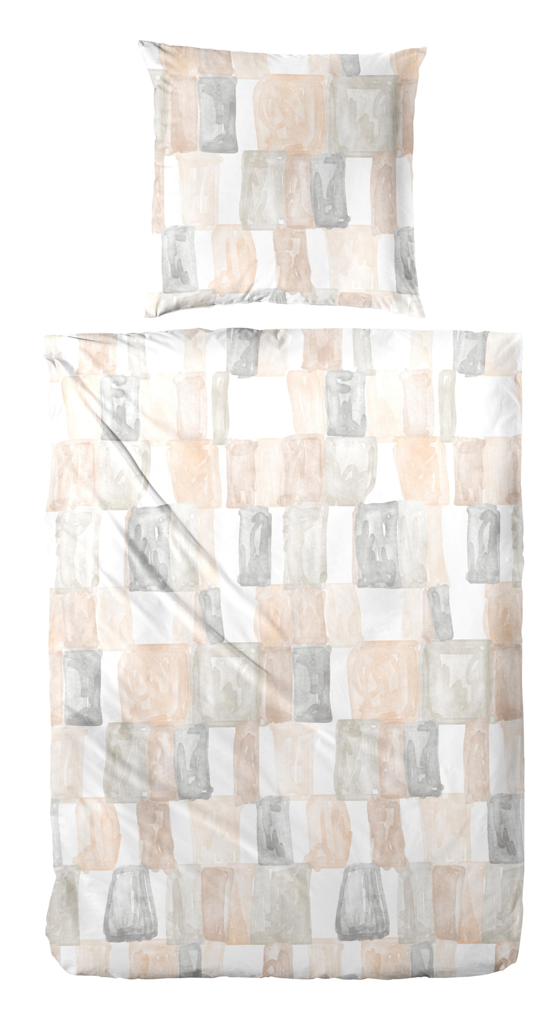PRIMERA Perkal-Bettwäsche Watercolor Check Beige Karo