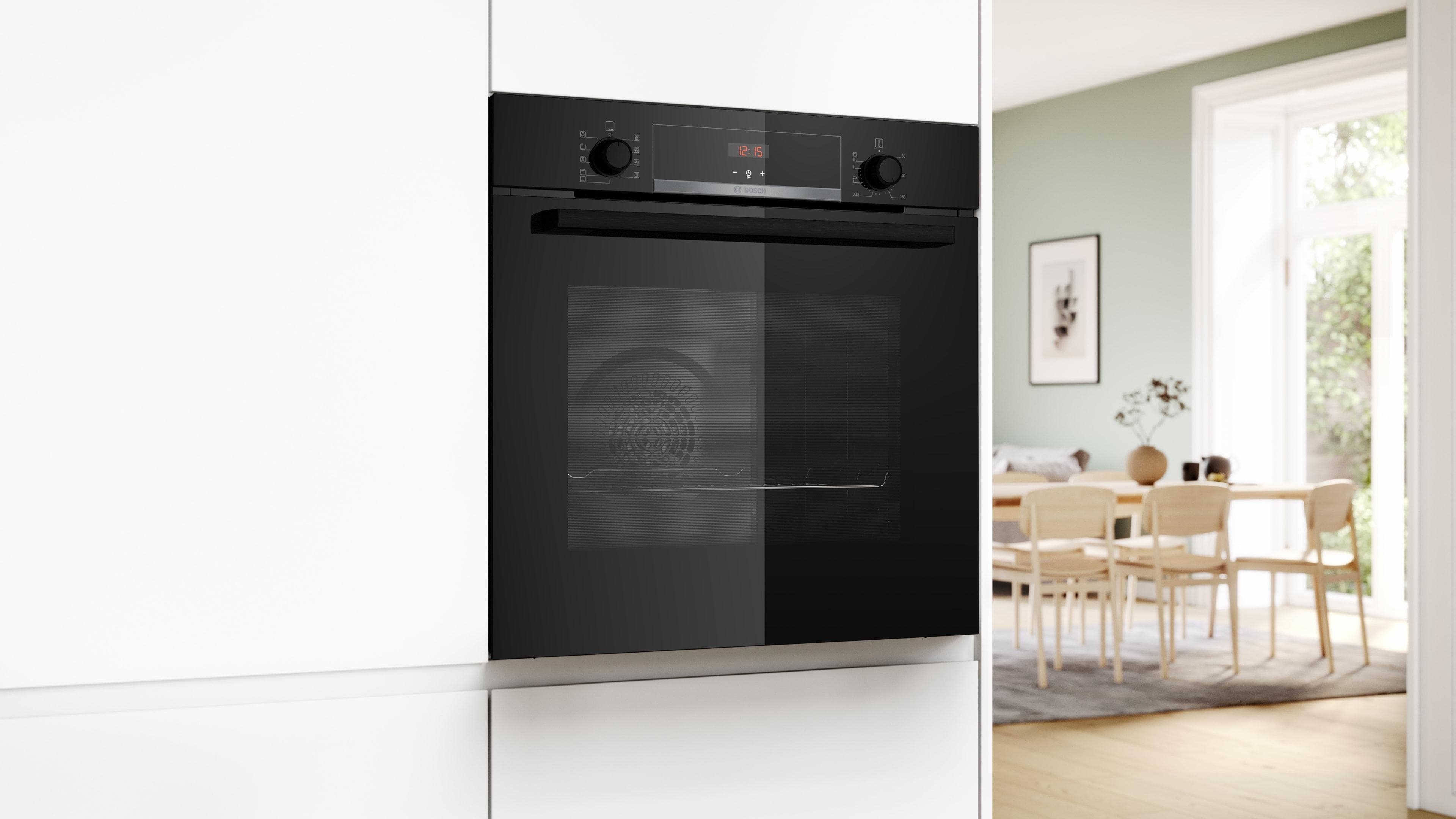 BOSCH Einbaubackofen HBA514BB3 Schwarz Hydrolyse-Selbstreinigung