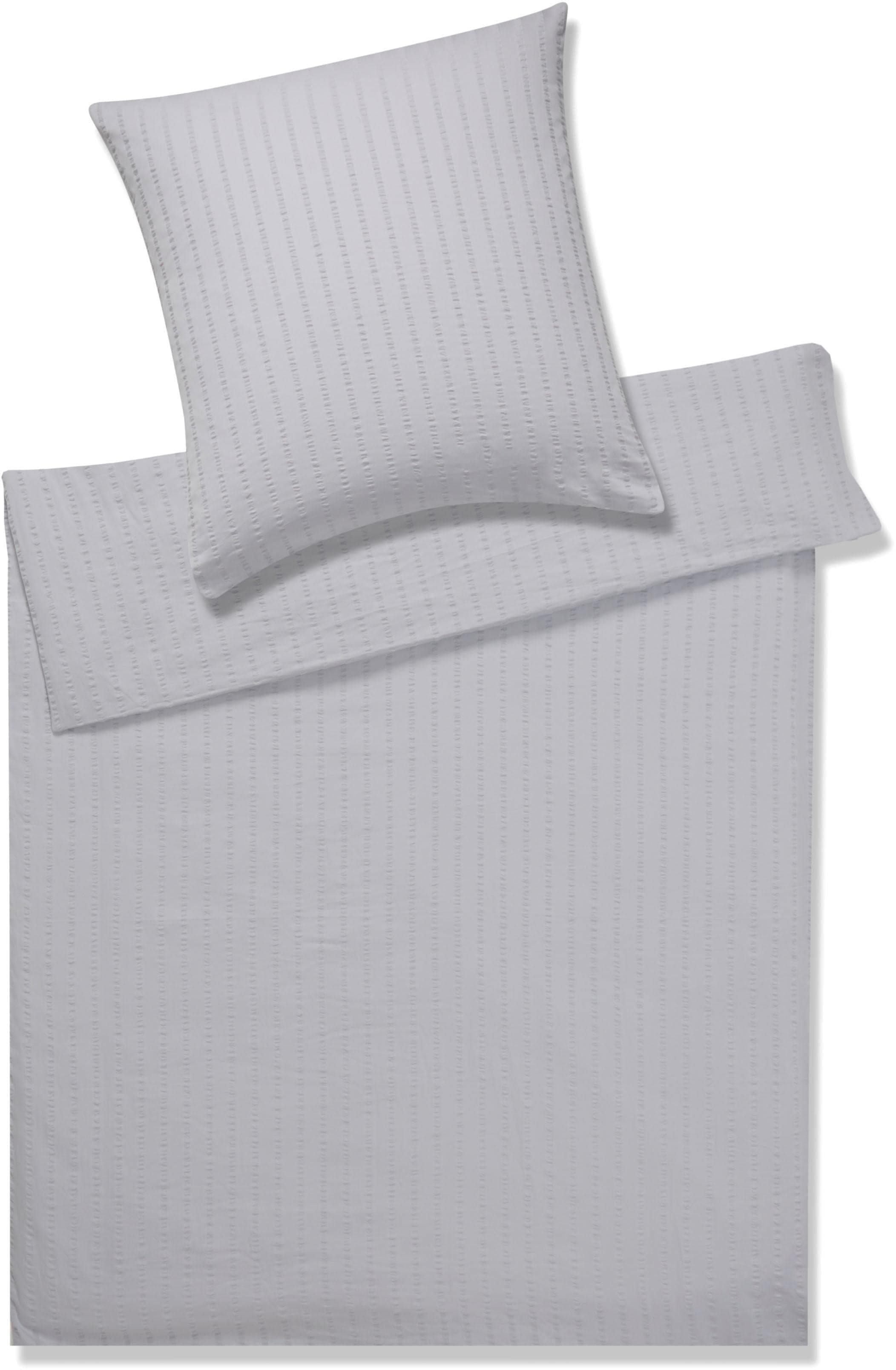 Elegante Bettwäsche Chelsea Silber Seersucker 100% Baumwolle