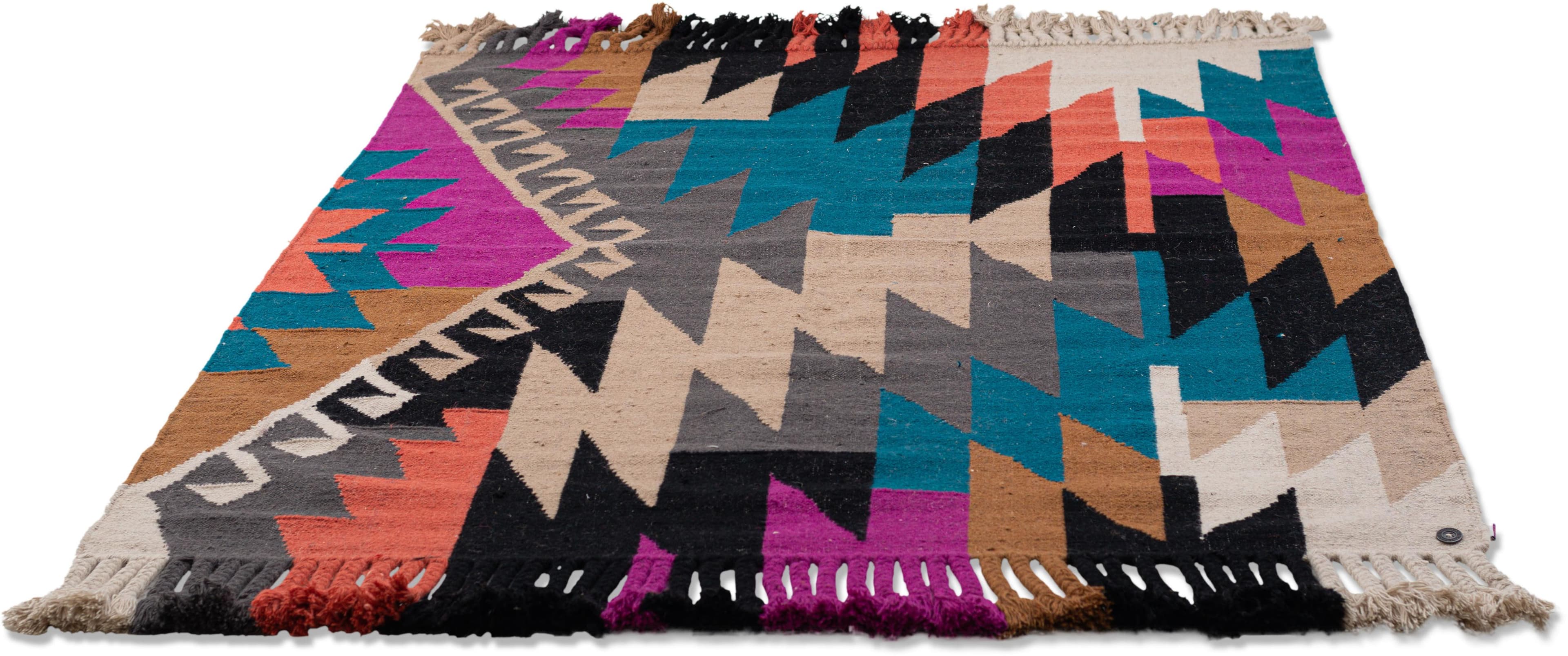 TOM TAILOR HOME Funky Kelim Teppich: Boho-Style, Baumwolle, Handgewebt