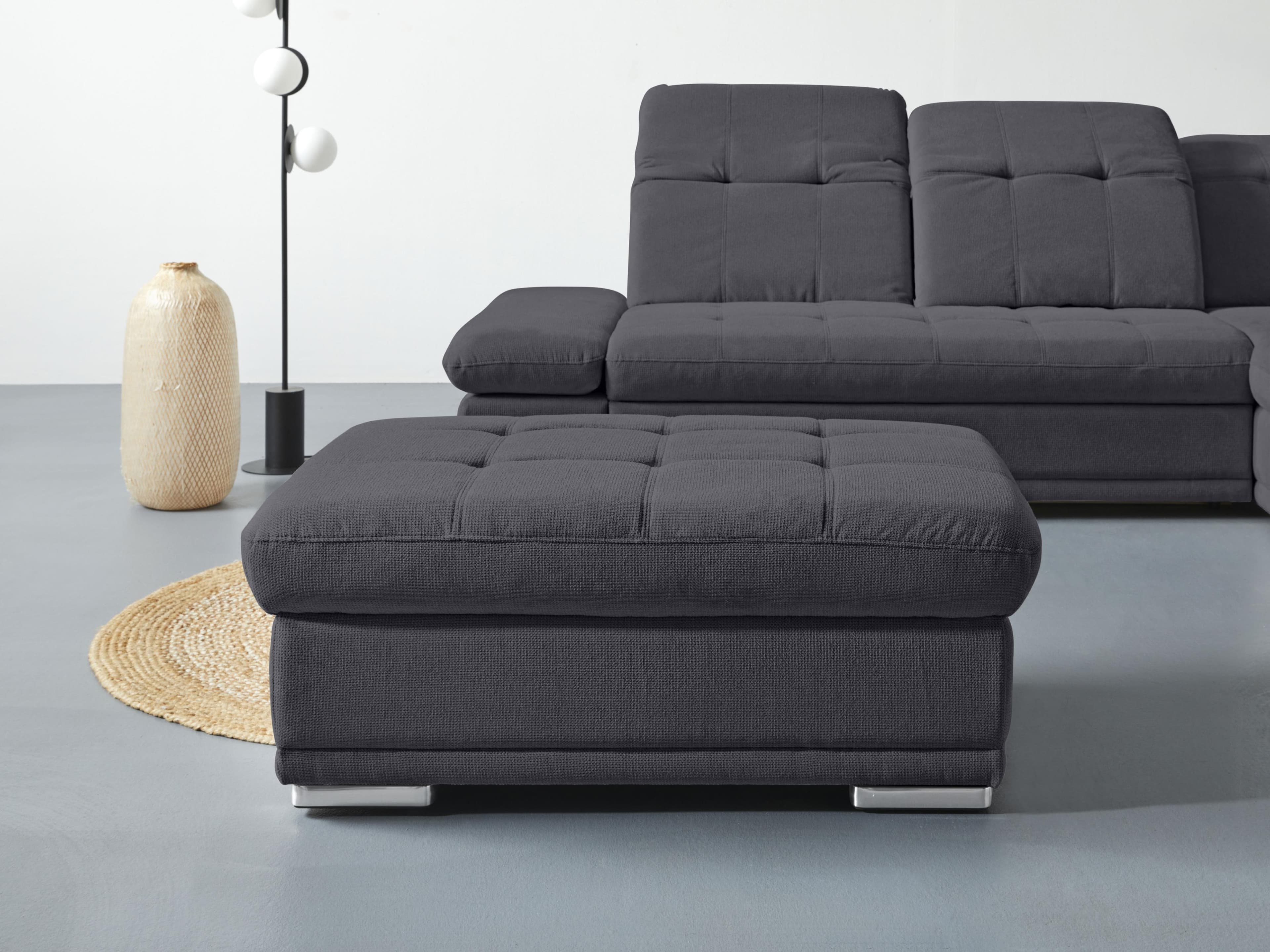 COTTA Hocker Holiday Schwarz Chenille Polsterhocker
