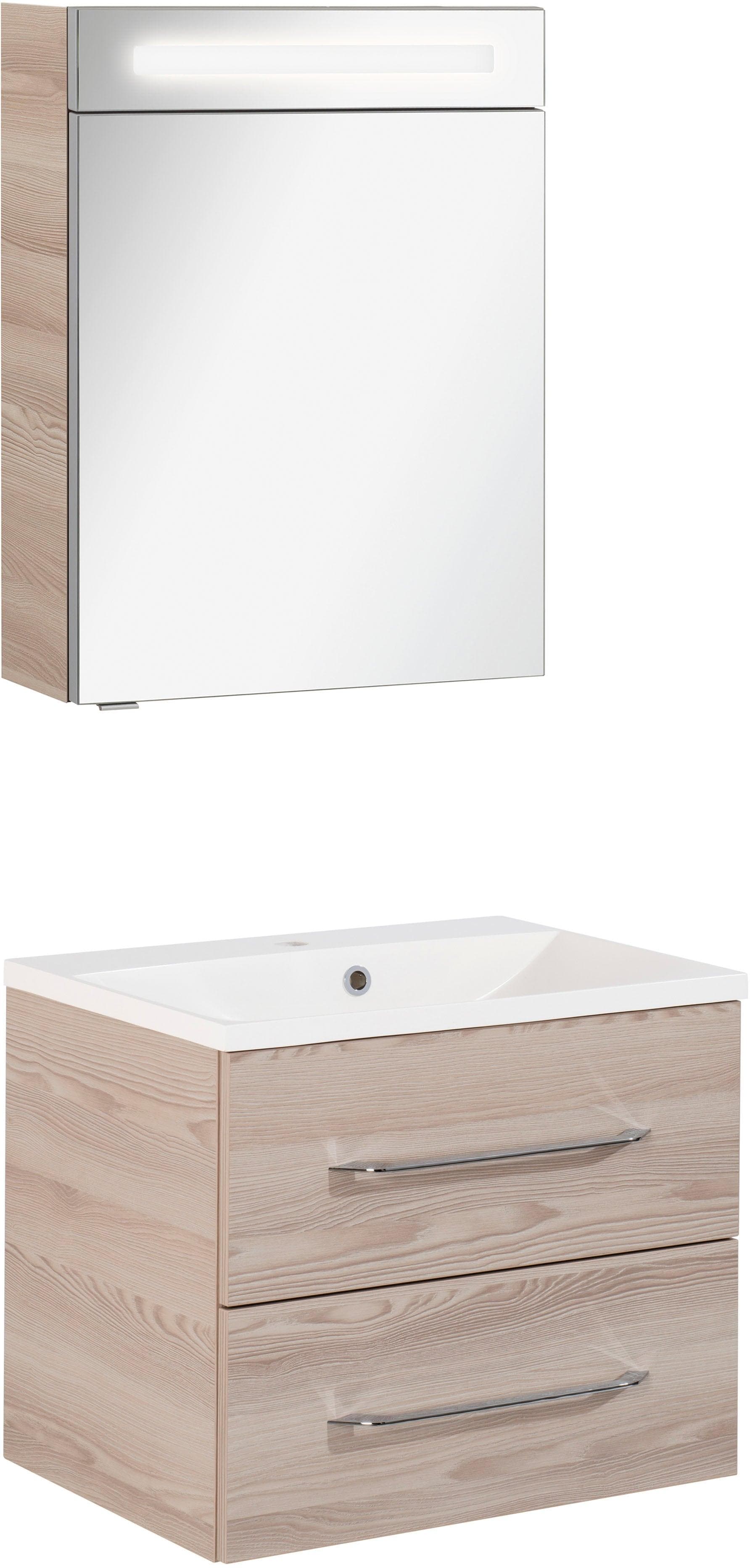 3-teiliges Badmöbel-Set in hellem Braun