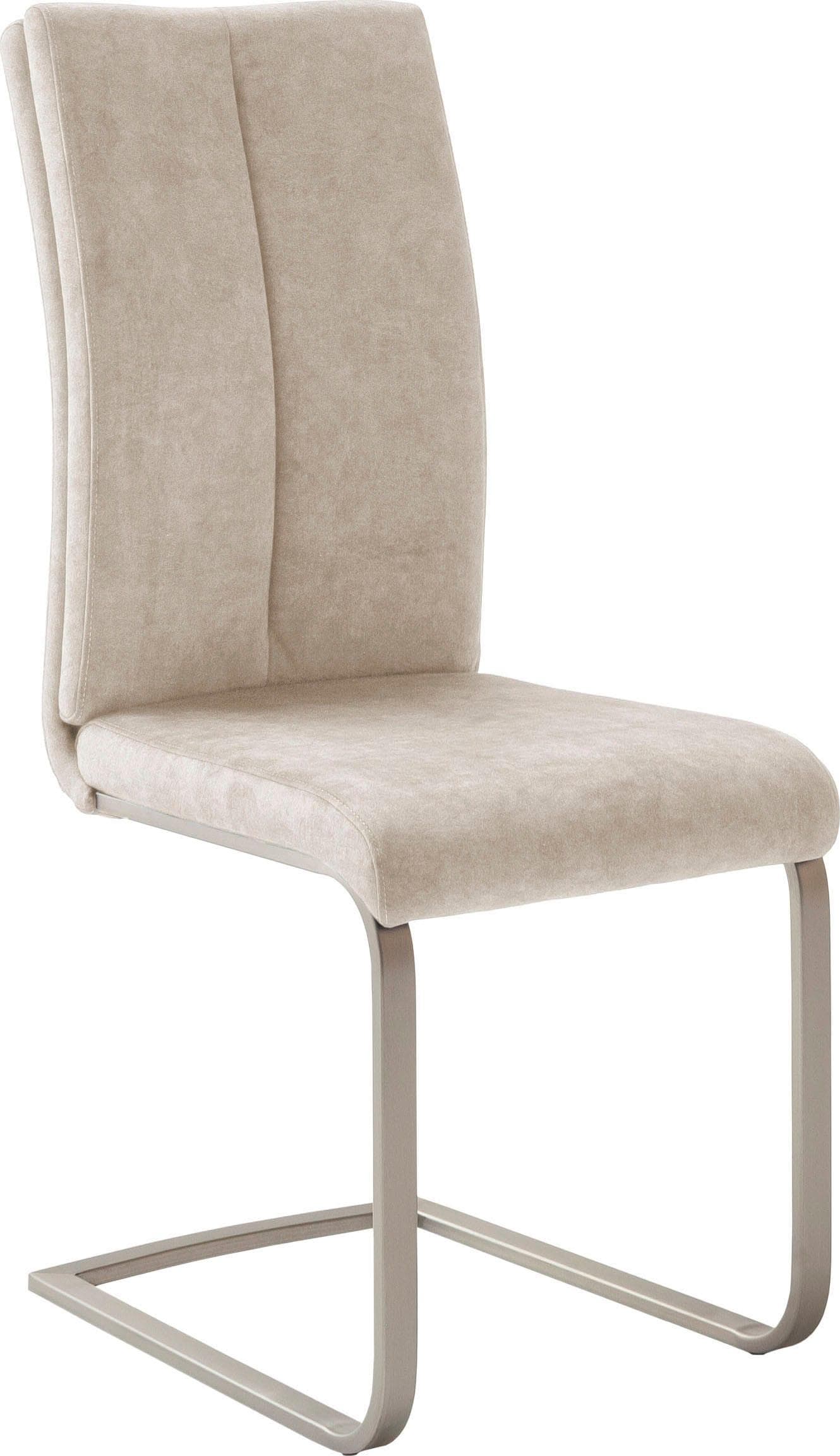 Vintage Freischwinger Stuhl in Creme und Silber