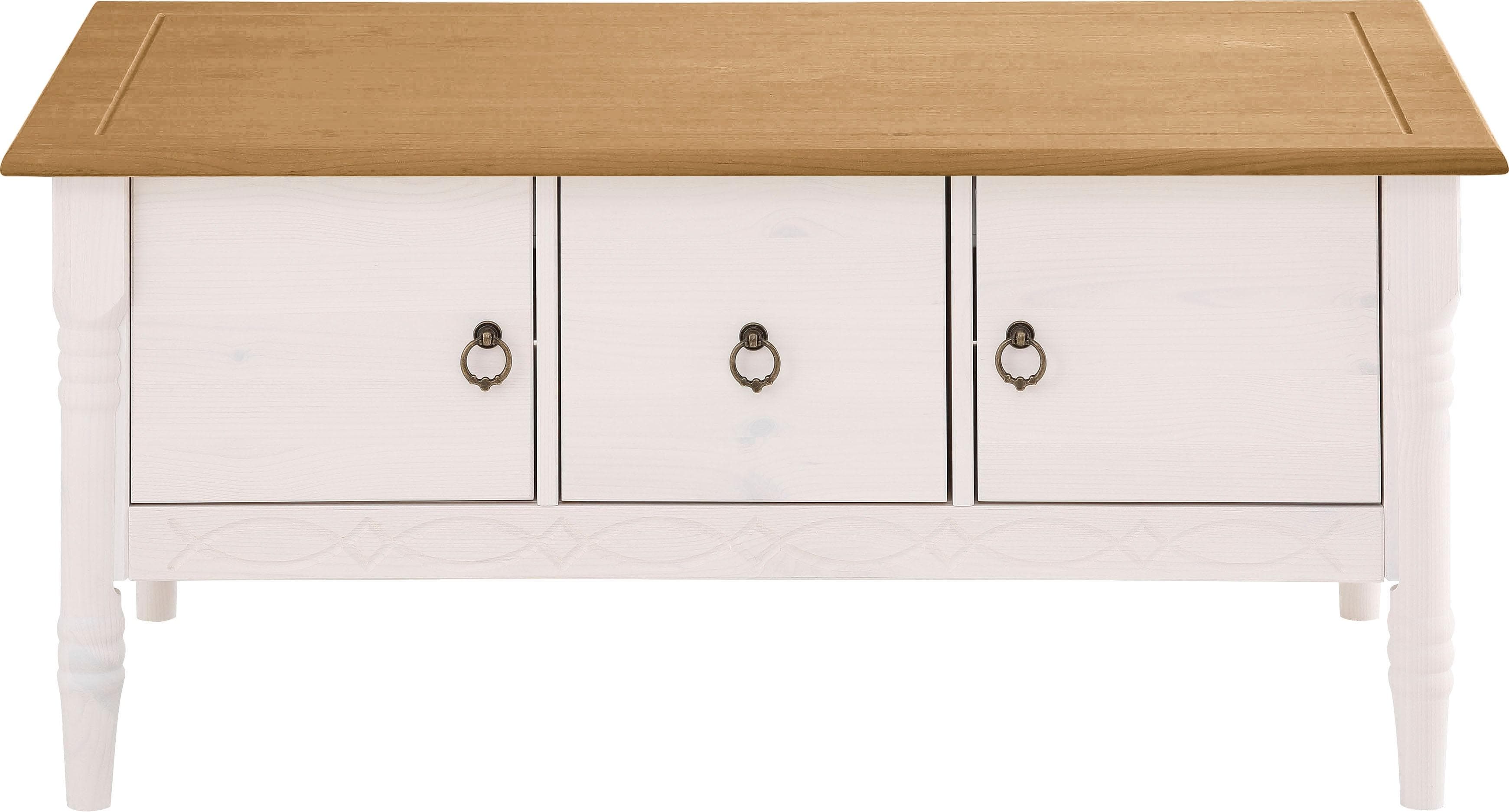 OTTO HOME Couchtisch Indra Weiß/Honig Massivholz Landhausstil