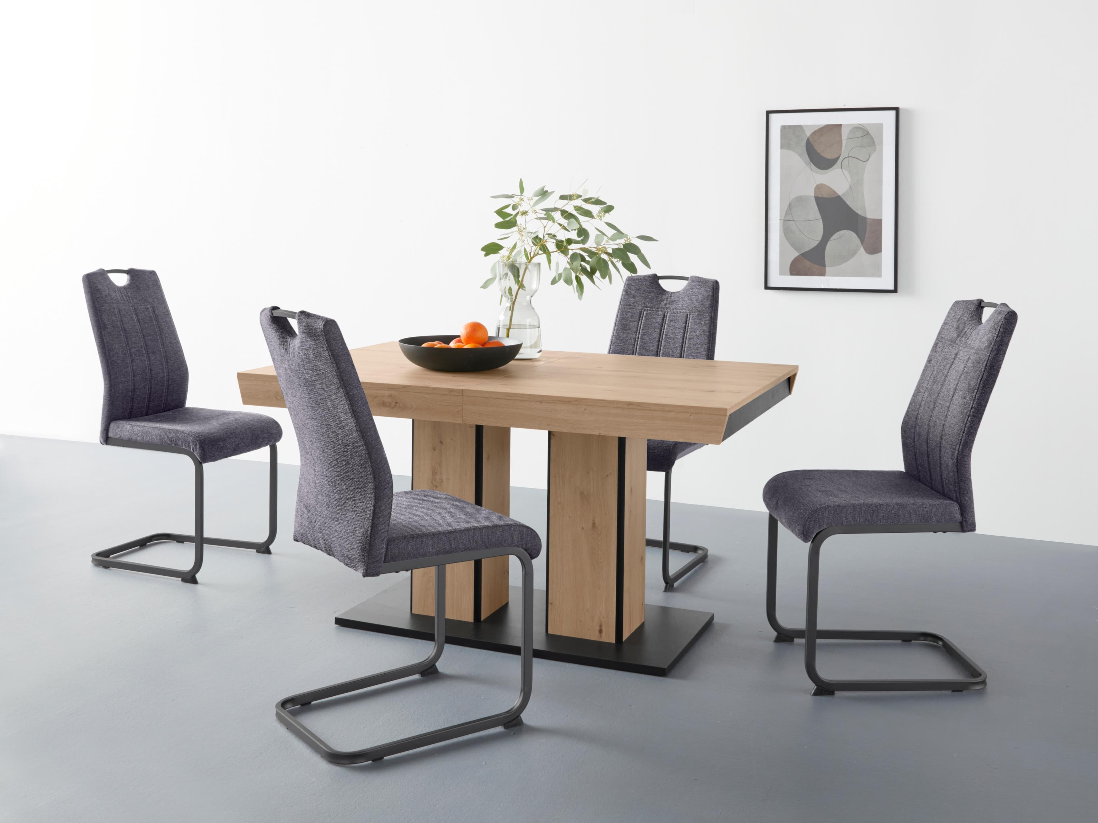 Hela Essgruppe 5-tlg Set - Ausziehbarer Tisch & Stühle in Braun