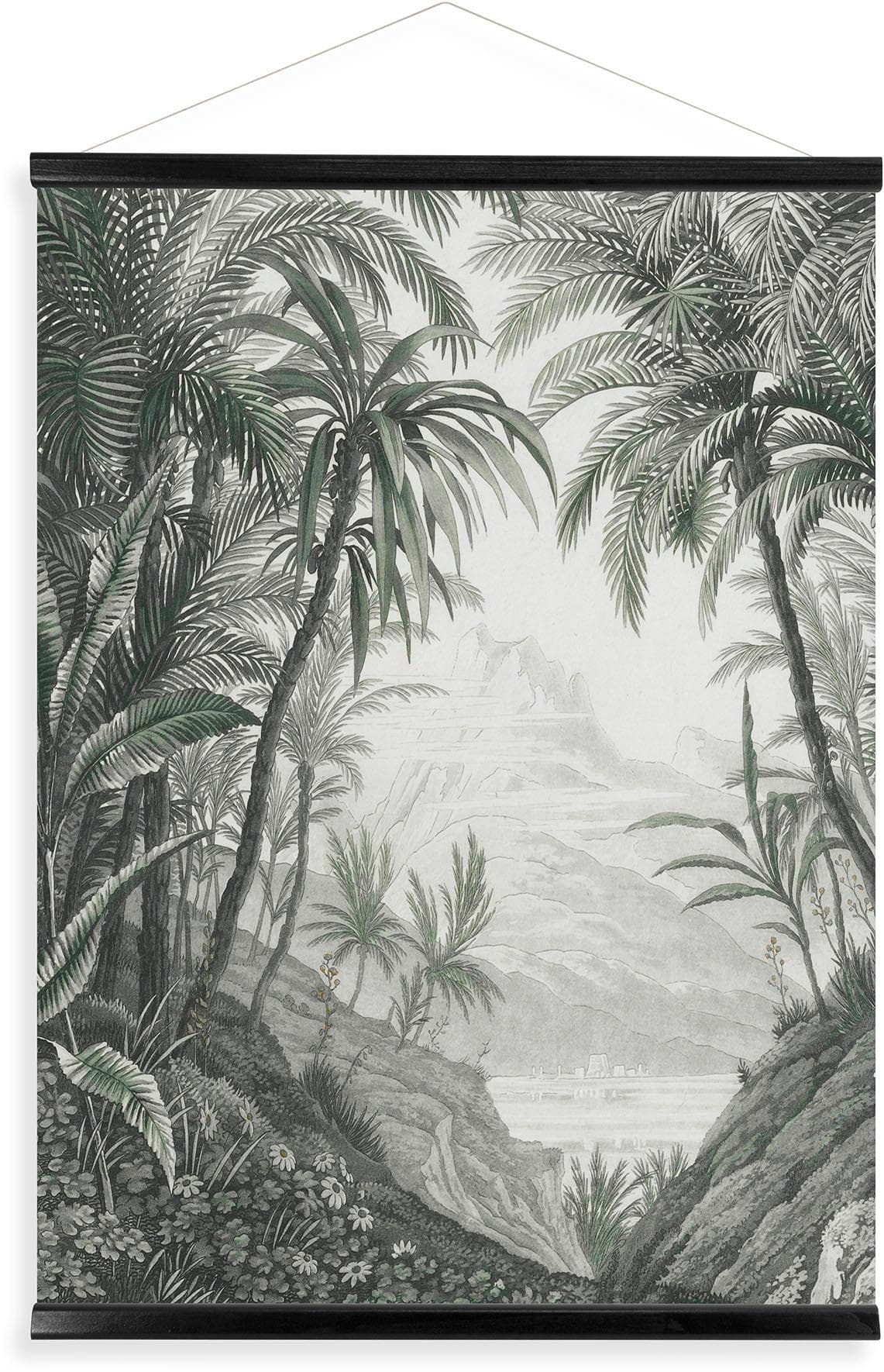 Leinwandbild ART FOR THE HOME Jungle Landschaft Schwarz/Weiss Kakemono